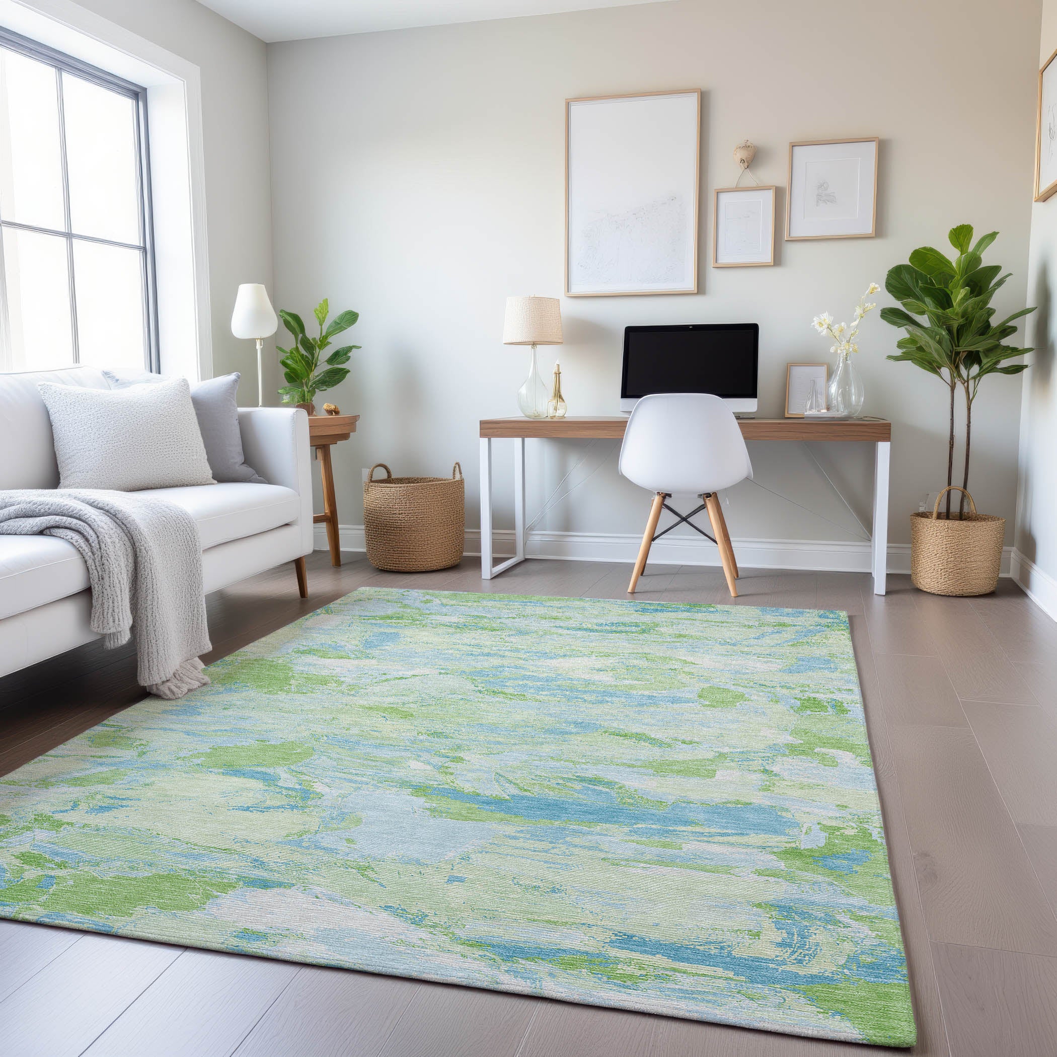 Cusco Machine Washable Transitional Mint Green Rug 2'6" x 3'10" #shape_Rectangle