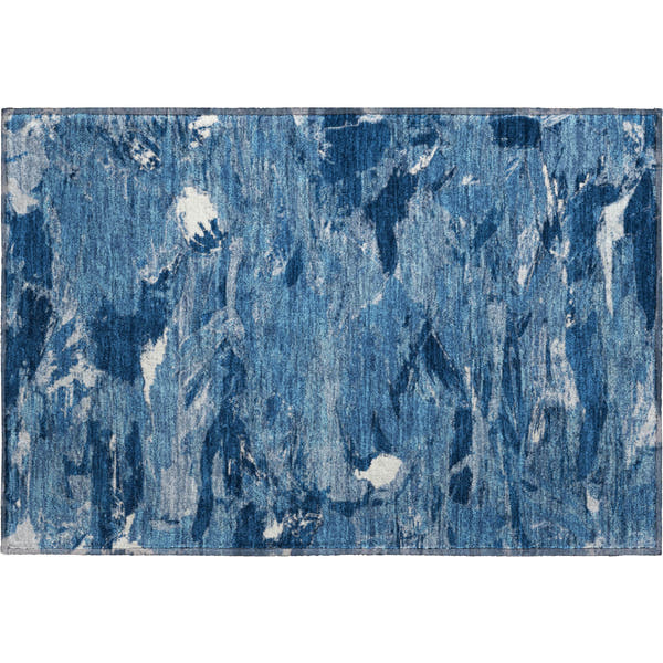 Cusco Machine Washable Transitional Navy Blue Rug 1'8" x 2'6"