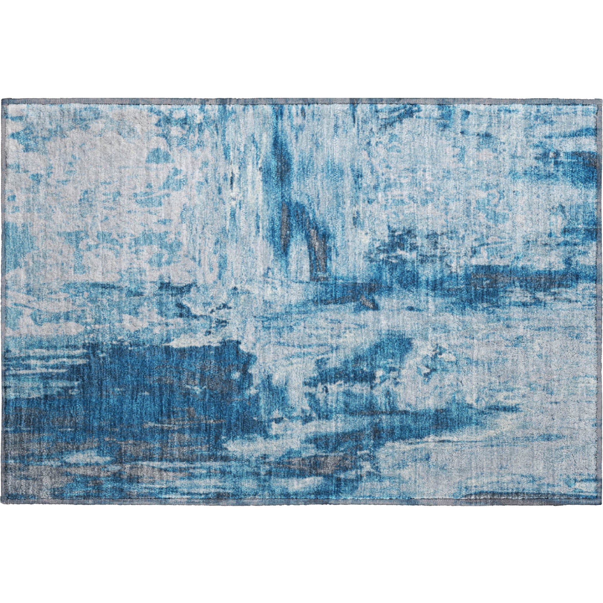 Zanzibar Machine Washable Transitional Denim Blue Rug 1'8" x 2'6" #shape_Rectangle
