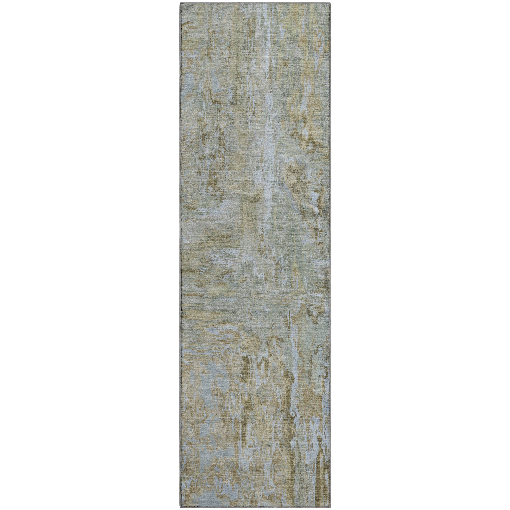 Zanzibar Machine Washable Transitional Khaki Brown Rug 2'3" x 7'6" #shape_Runner