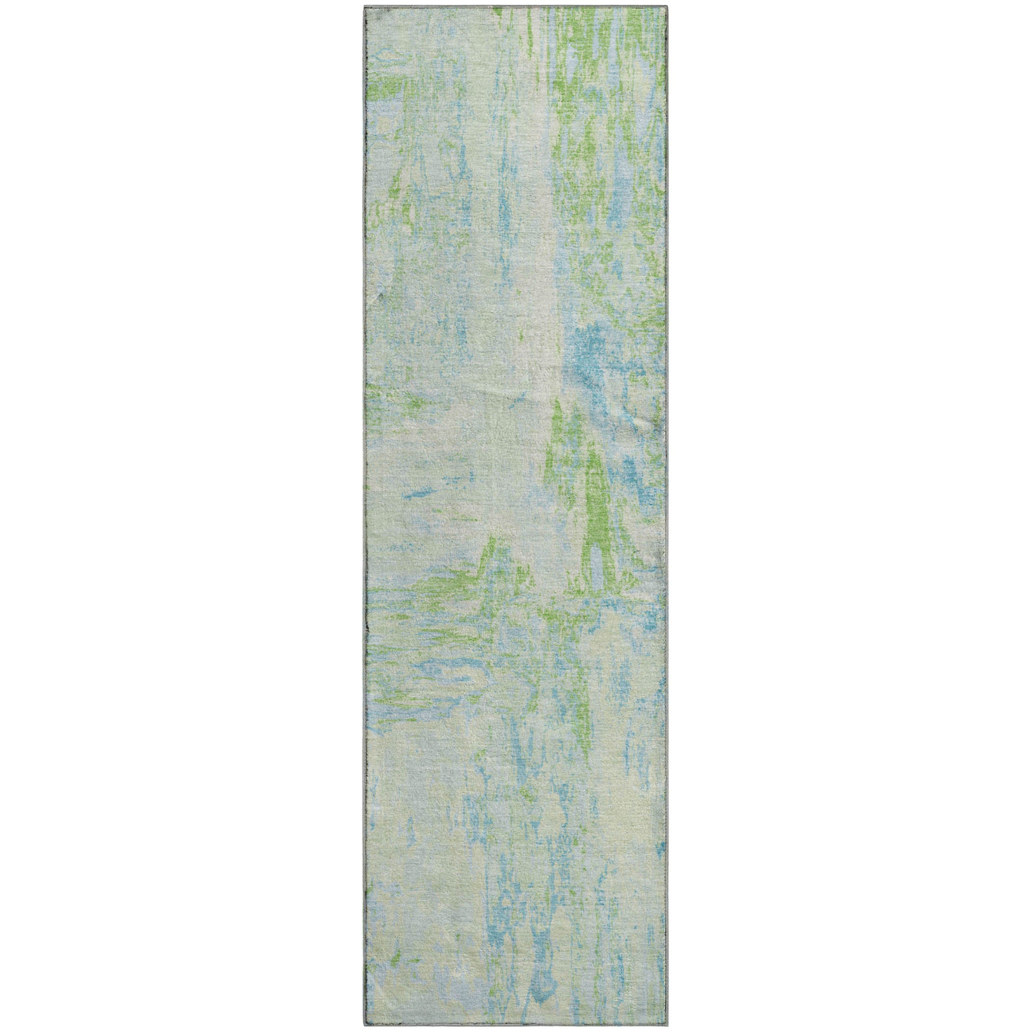 Zanzibar Machine Washable Transitional Mint Green Rug 2'3" x 7'6" #shape_Runner