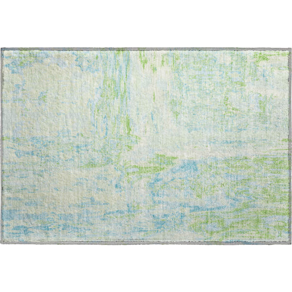 Zanzibar Machine Washable Transitional Mint Green Rug 1'8" x 2'6"