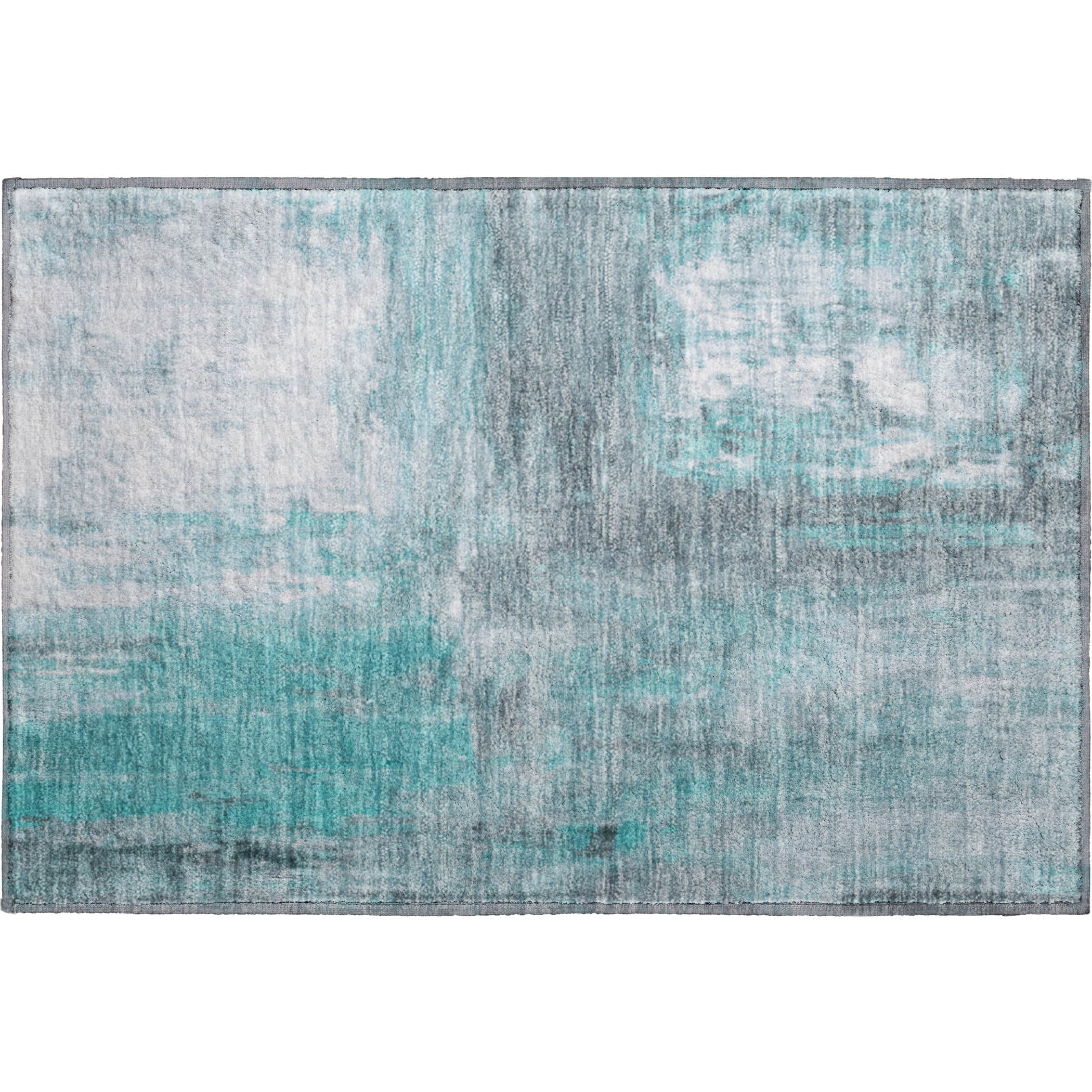 Zanzibar Machine Washable Transitional Teal Rug 1'8" x 2'6" #shape_Rectangle