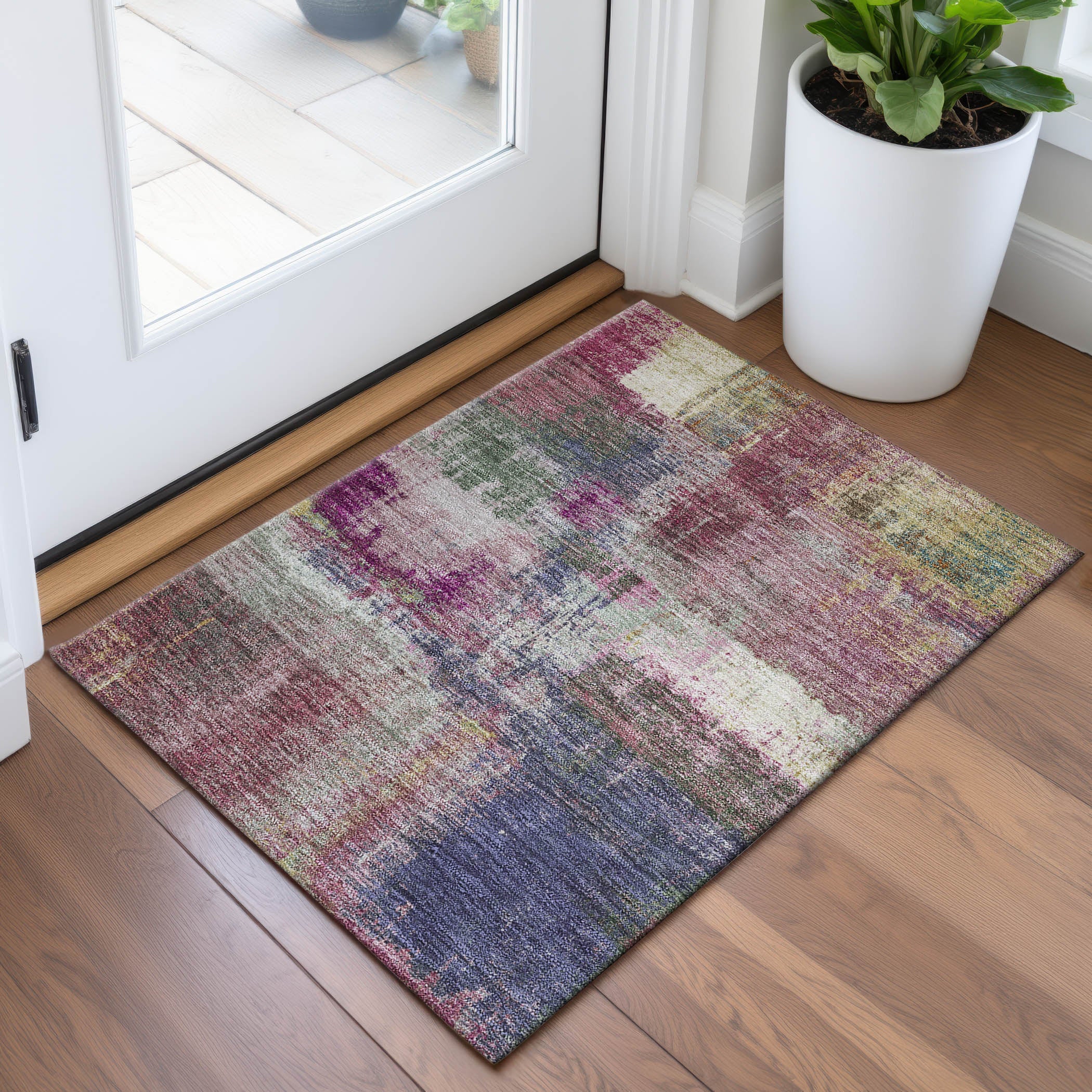 Bern Machine Washable Transitional Blush Pink Rug 1'8" x 2'6" #shape_Rectangle
