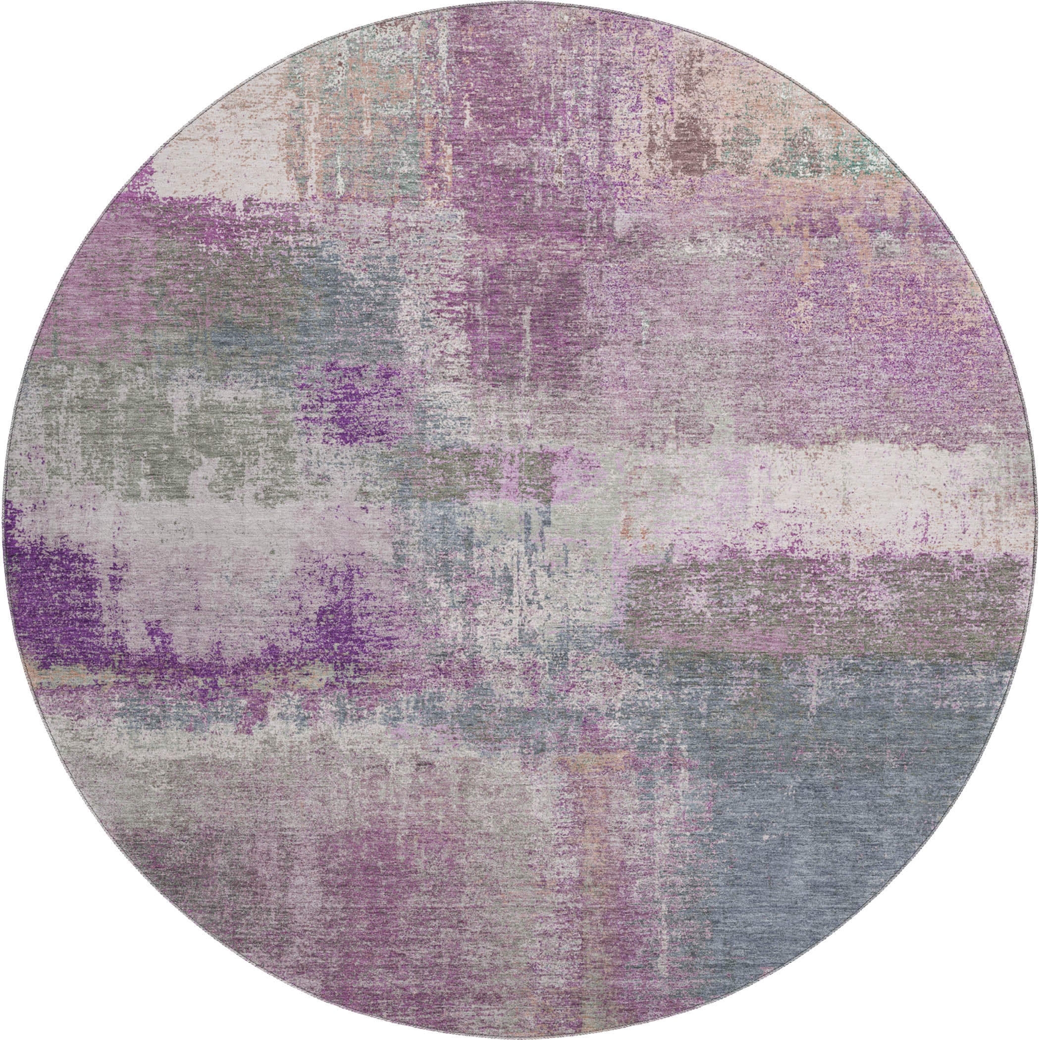 Bern Machine Washable Transitional Lavender Purple Rug 8' x 8' #shape_Round