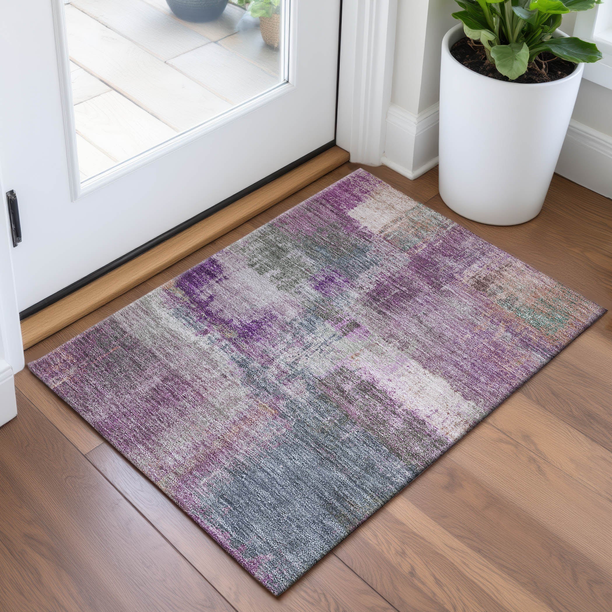 Bern Machine Washable Transitional Lavender Purple Rug 1'8" x 2'6" #shape_Rectangle