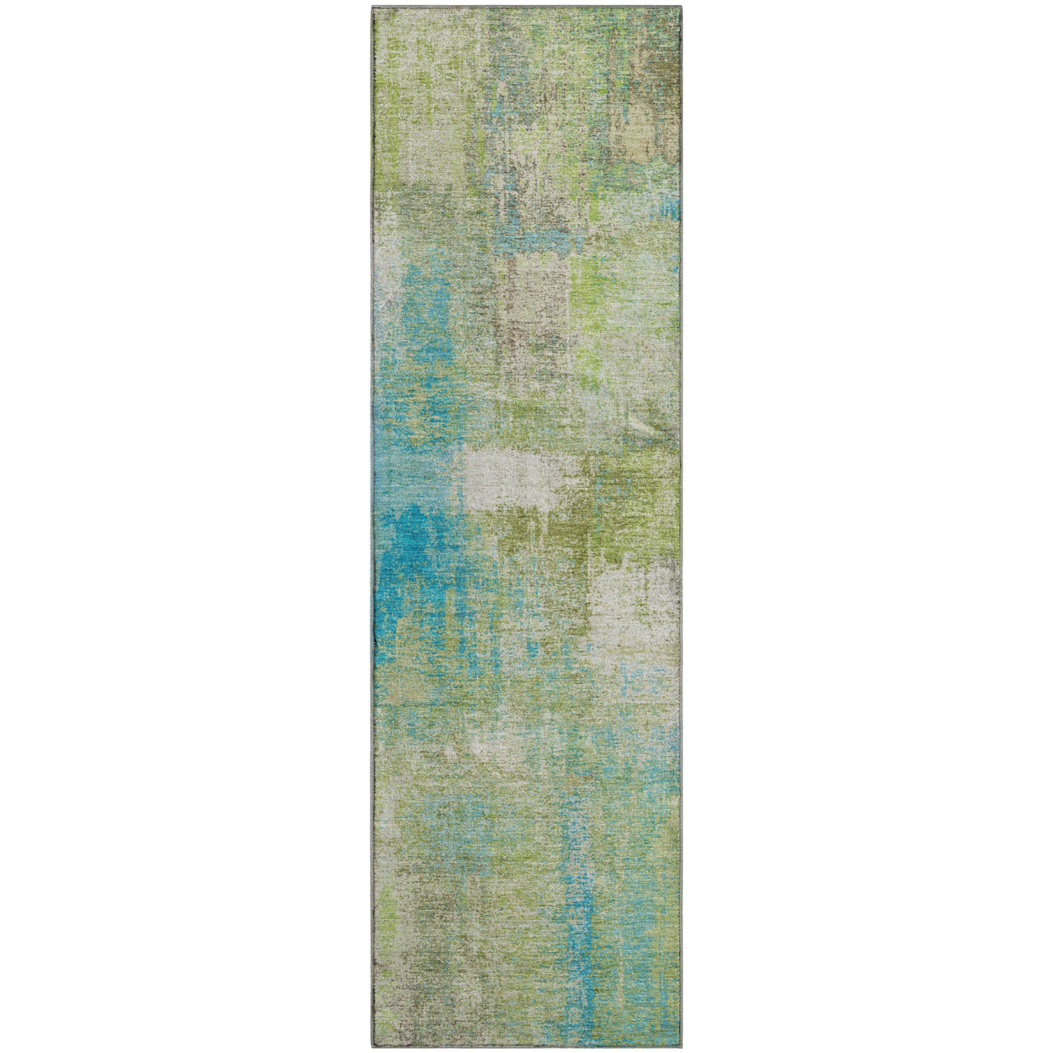 Bern Machine Washable Transitional Lime Green Rug 2'3" x 7'6" #shape_Runner