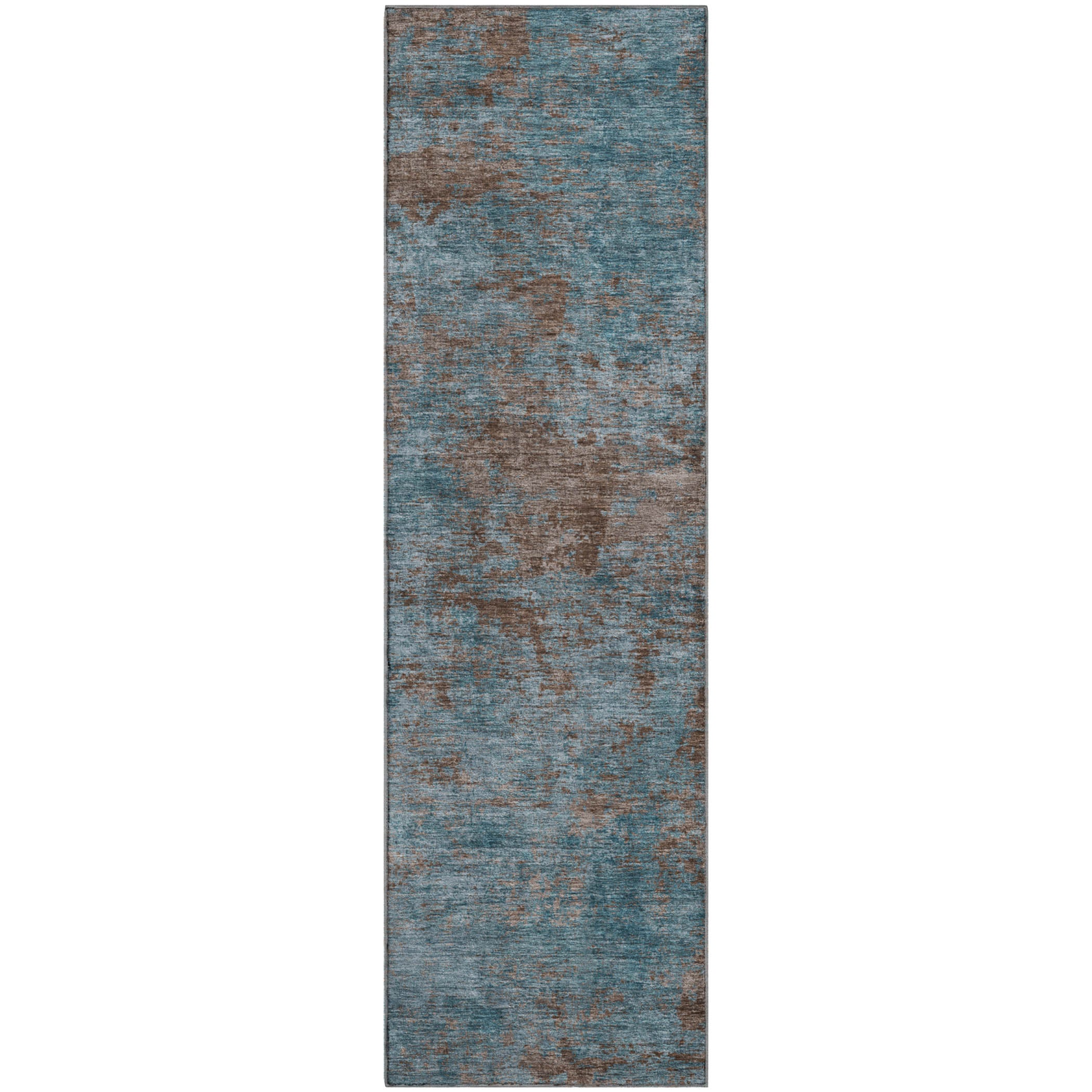 Colombo Machine Washable Transitional Teal Rug 2'3" x 7'6" #shape_Runner