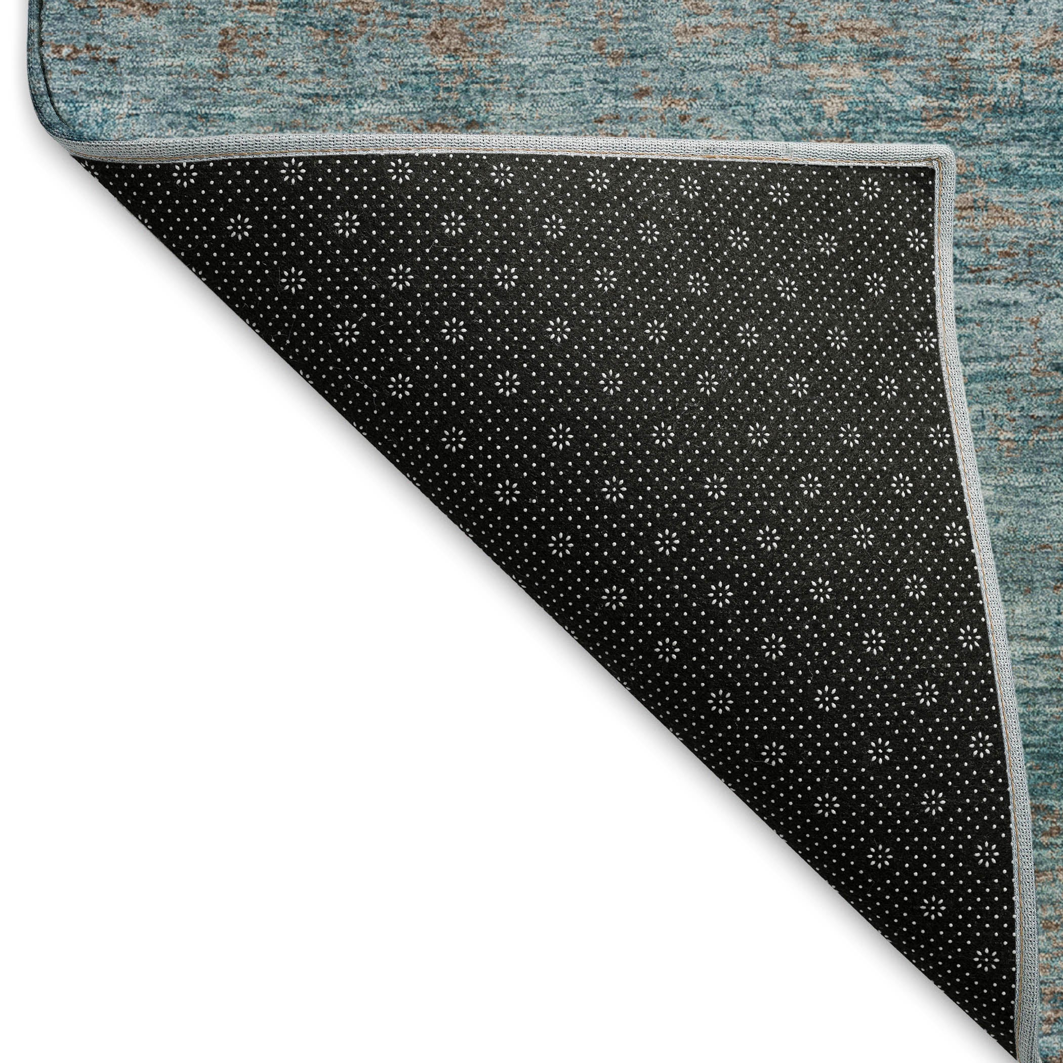 Colombo Machine Washable Transitional Teal Rug 1'8" x 2'6" #shape_Rectangle