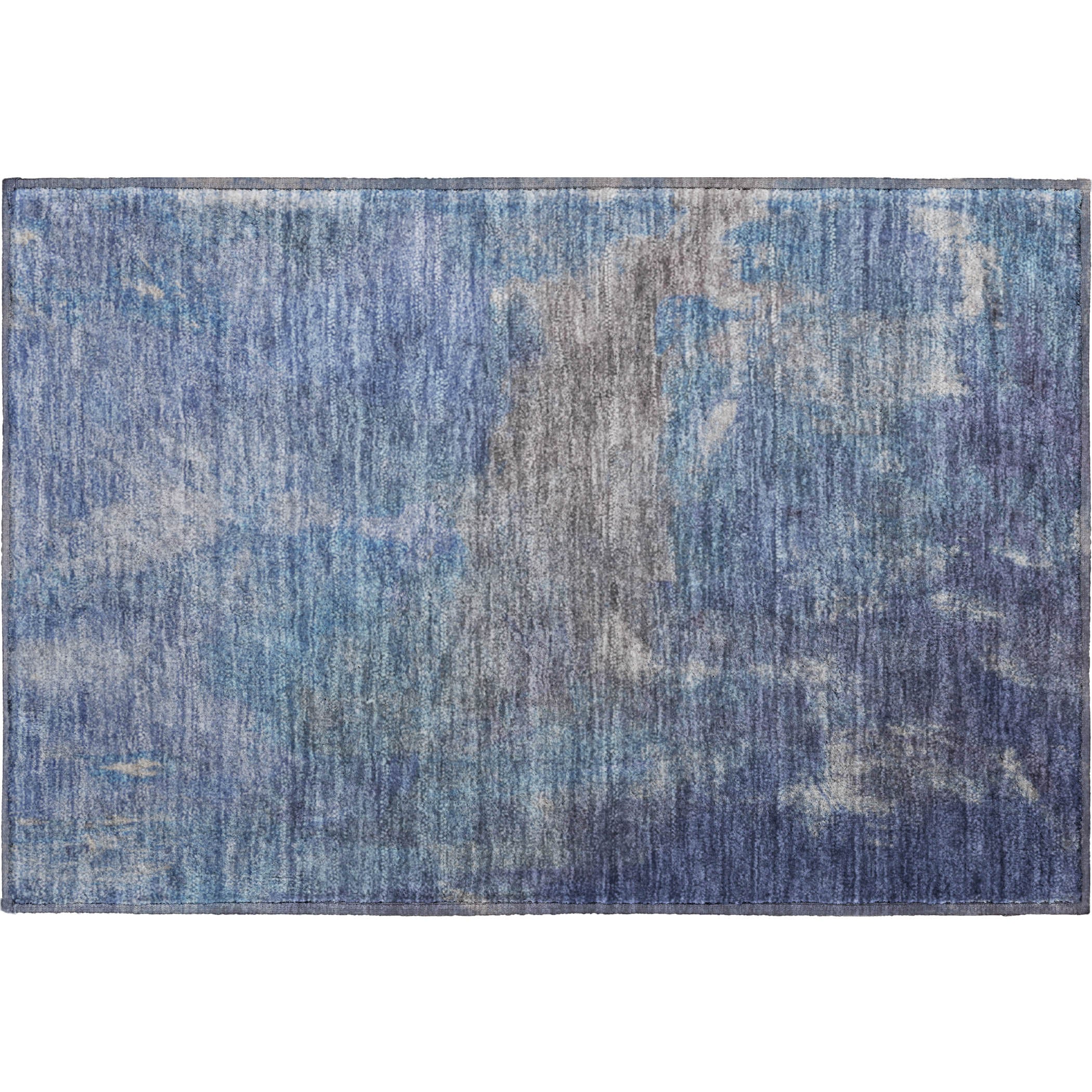Seoul Machine Washable Transitional Blue Rug 1'8" x 2'6" #shape_Rectangle