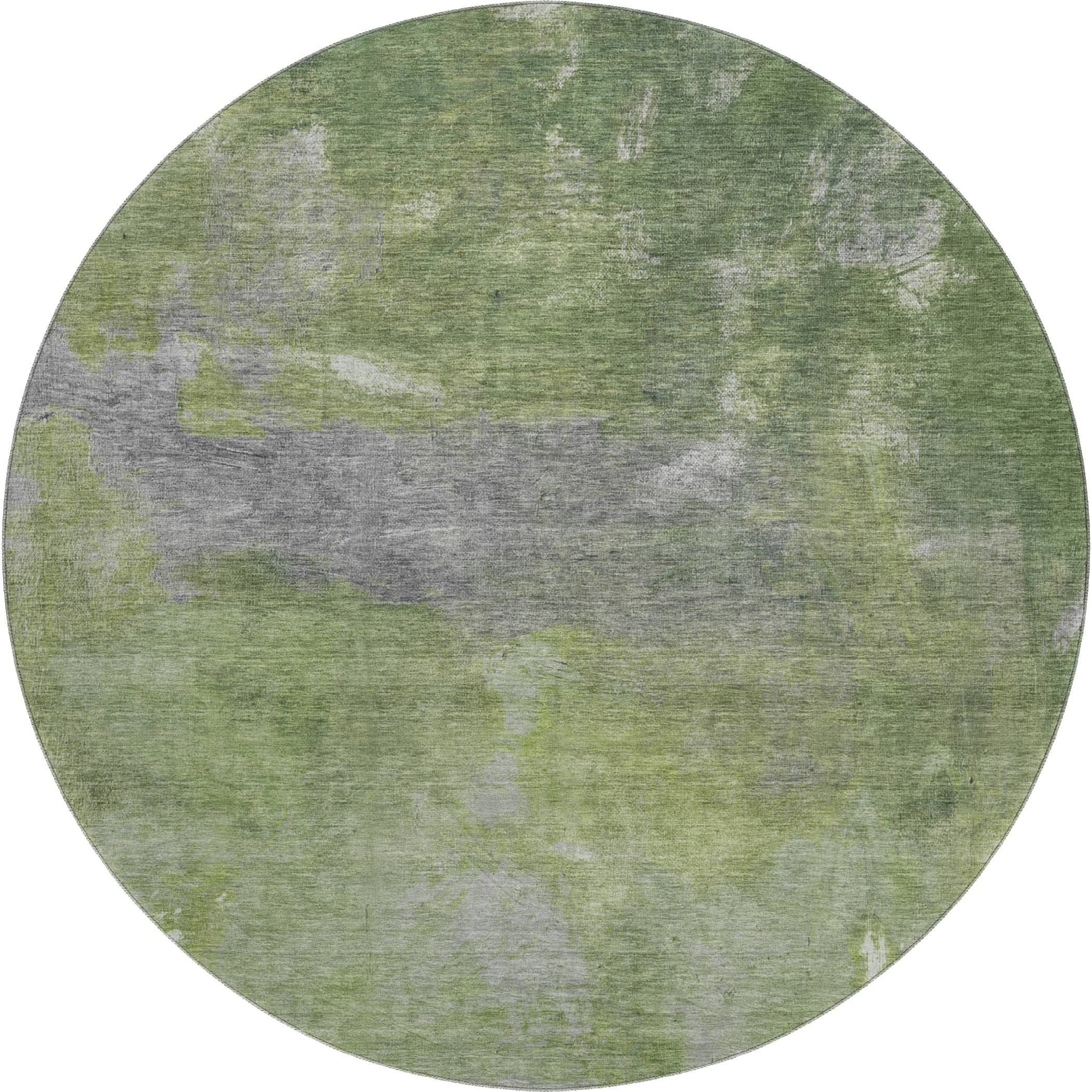 Seoul Machine Washable Transitional Green Rug 8' x 8' #shape_Round