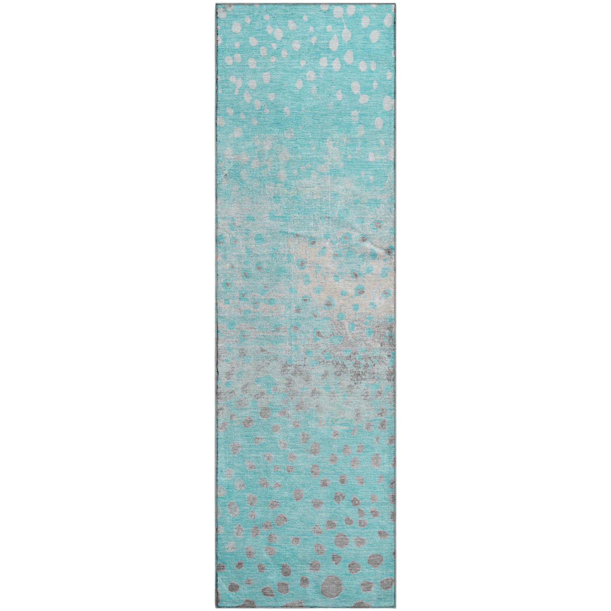Istanbul Machine Washable Transitional Aqua Teal Rug 2'3" x 7'6" #shape_Runner