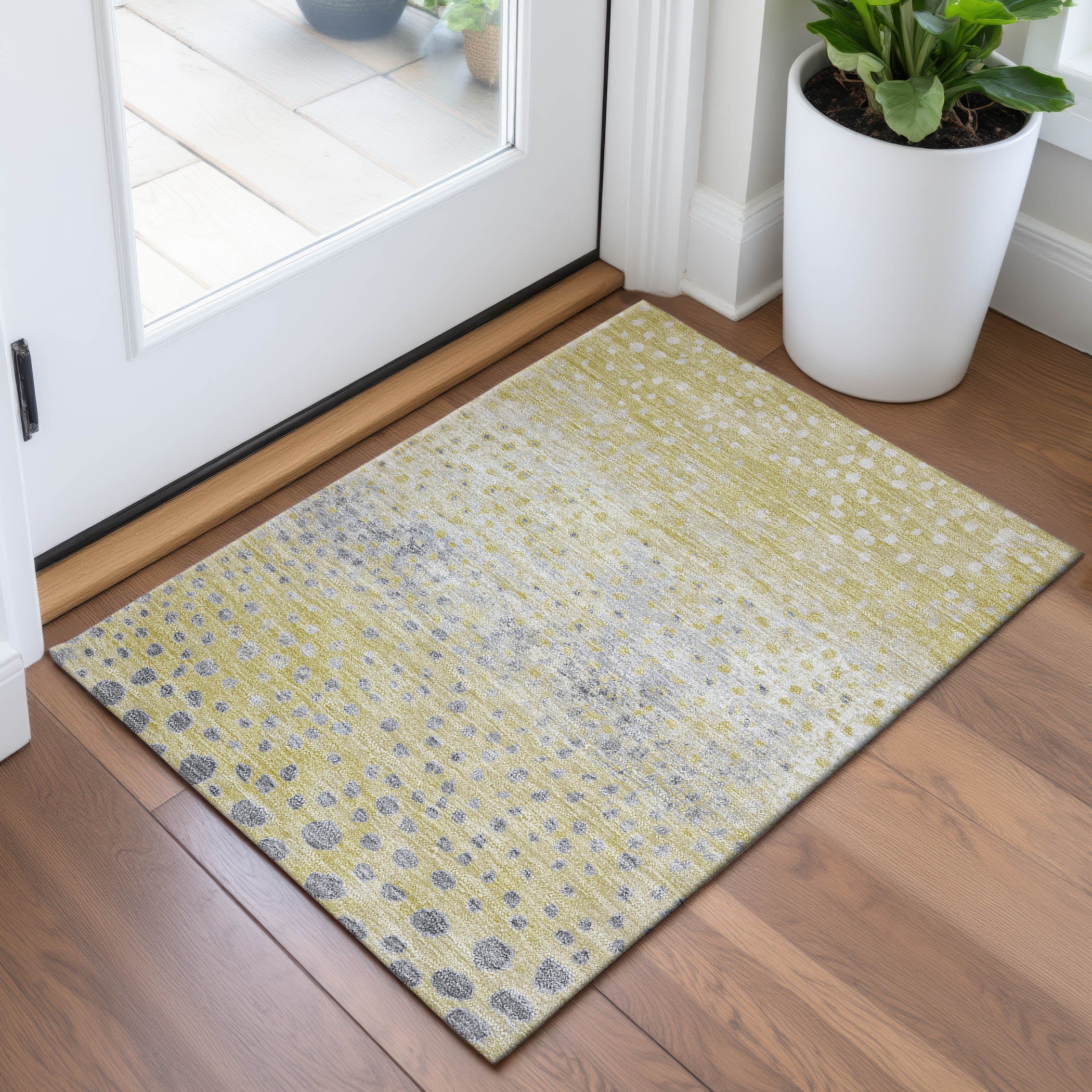 Istanbul Machine Washable Transitional Gold Rug 1'8" x 2'6" #shape_Rectangle