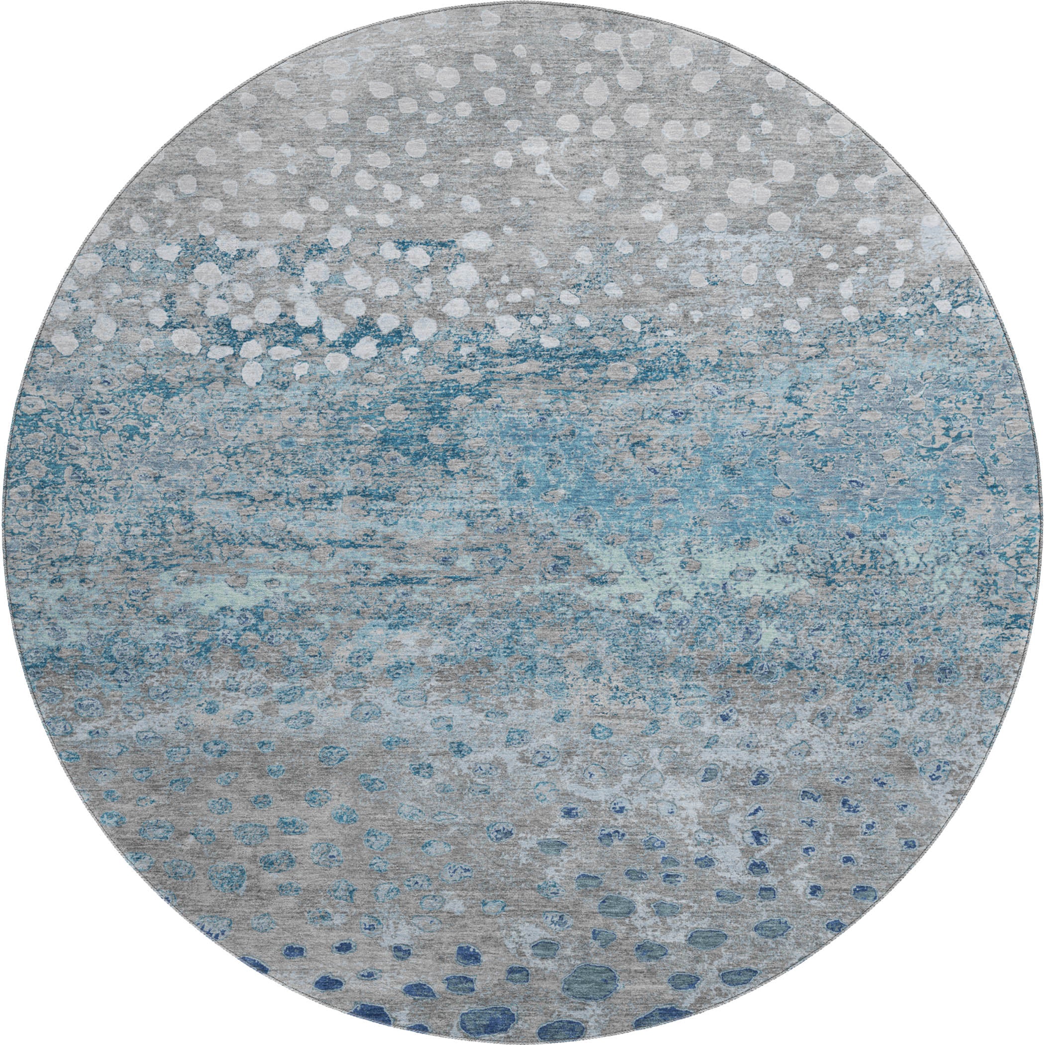 Istanbul Machine Washable Transitional Gray Rug 8' x 8' #shape_Round