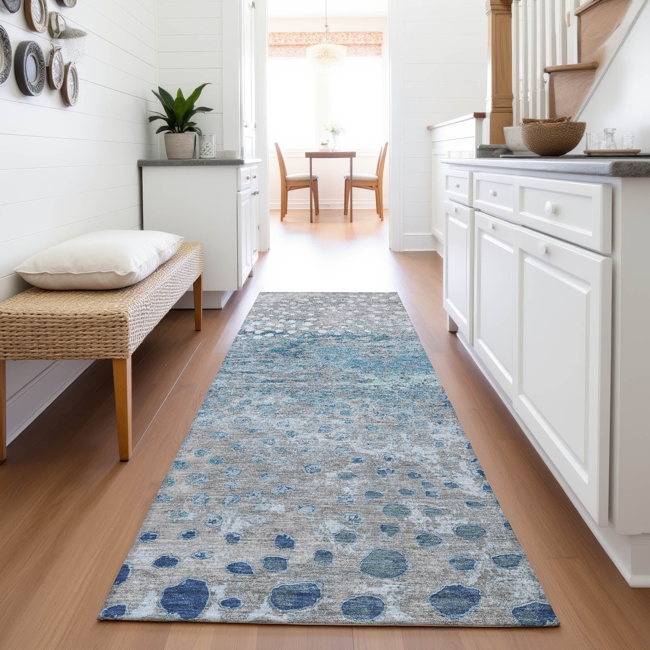 Istanbul Machine Washable Transitional Gray Rug 2'3" x 7'6" #shape_Runner
