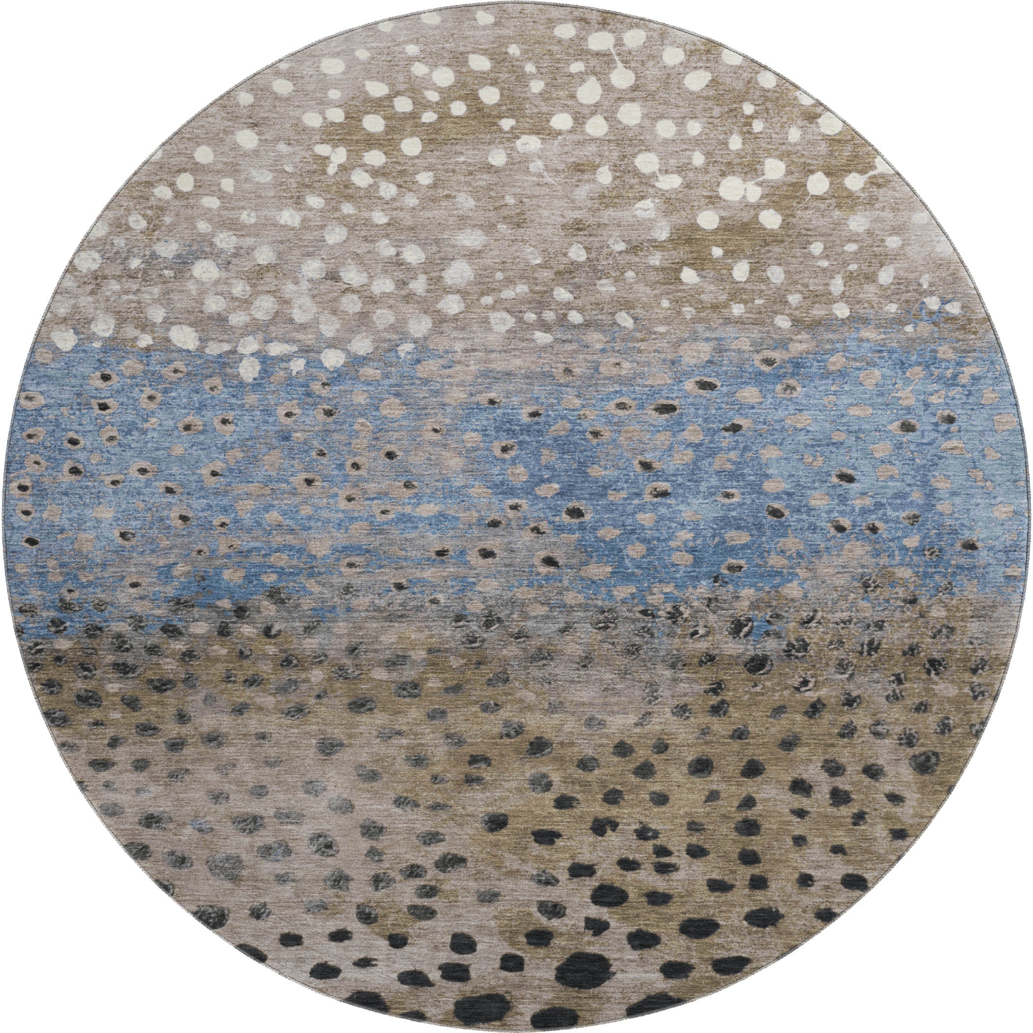 Istanbul Machine Washable Transitional Khaki Brown Rug 8' x 8' #shape_Round