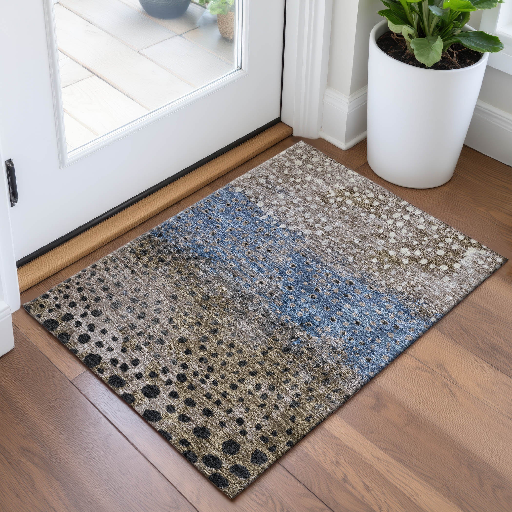 Istanbul Machine Washable Transitional Khaki Brown Rug 1'8" x 2'6" #shape_Rectangle