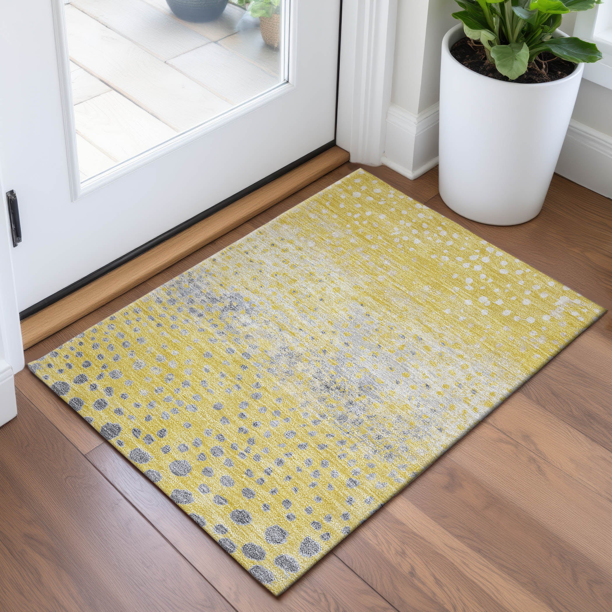 Istanbul Machine Washable Transitional Yellow Gold Rug 1'8" x 2'6" #shape_Rectangle