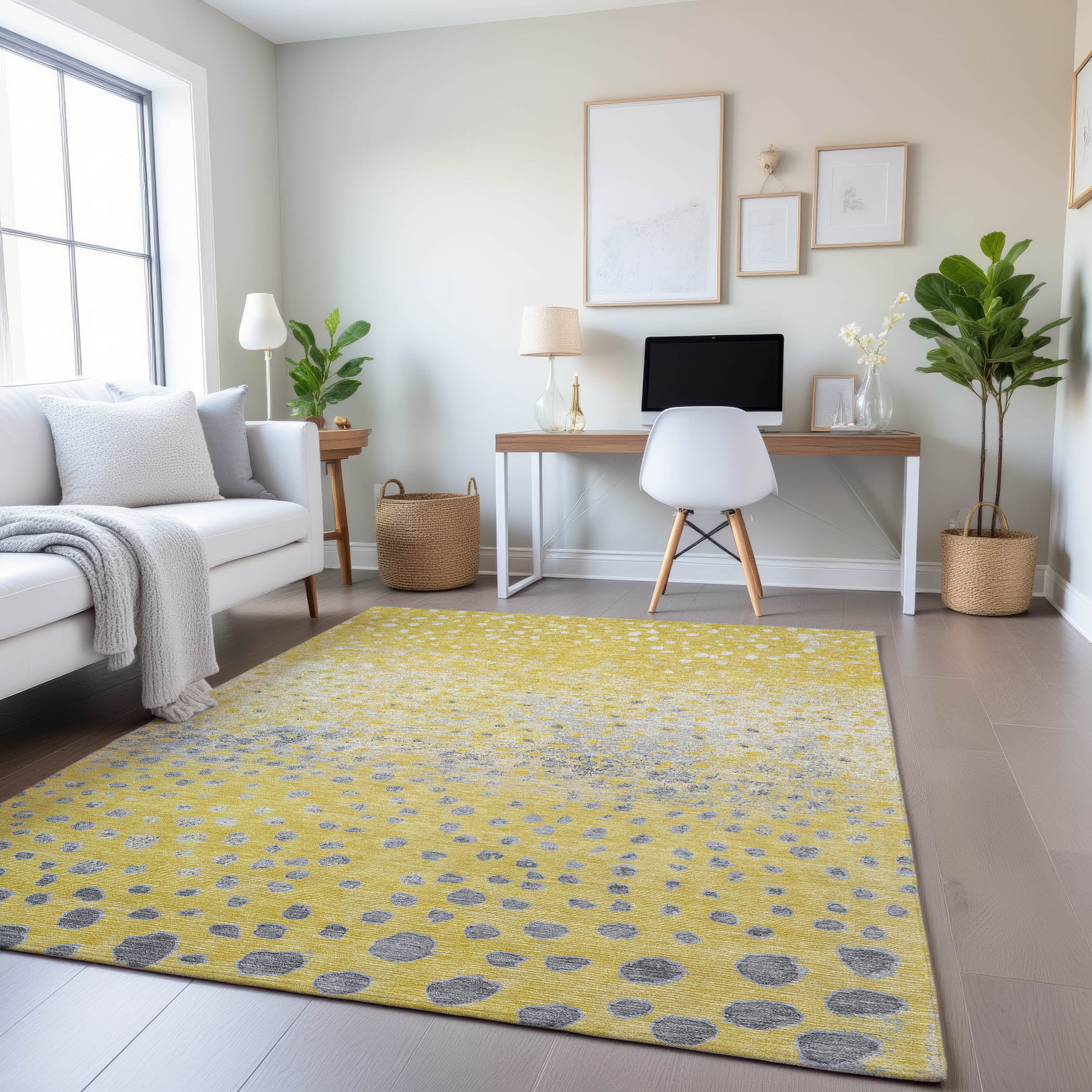 Istanbul Machine Washable Transitional Yellow Gold Rug 2'6" x 3'10" #shape_Rectangle
