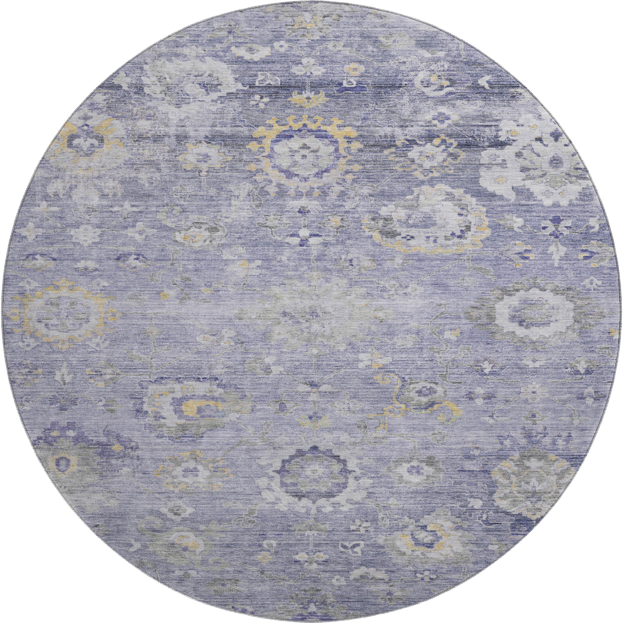 Tbilisi Machine Washable Traditional Lavender Purple Rug 8' x 8' #shape_Round