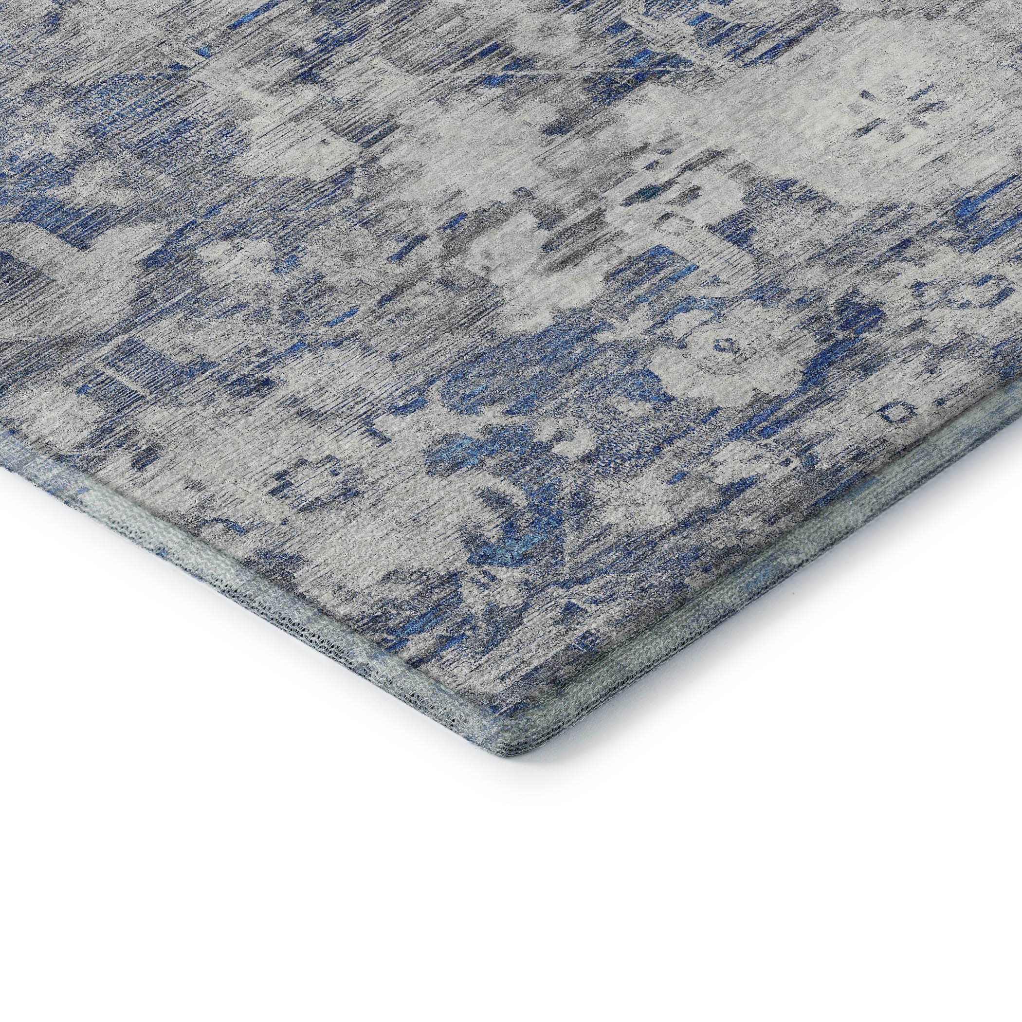 Istanbul Machine Washable Traditional Blue Rug 1'8" x 2'6" #shape_Rectangle