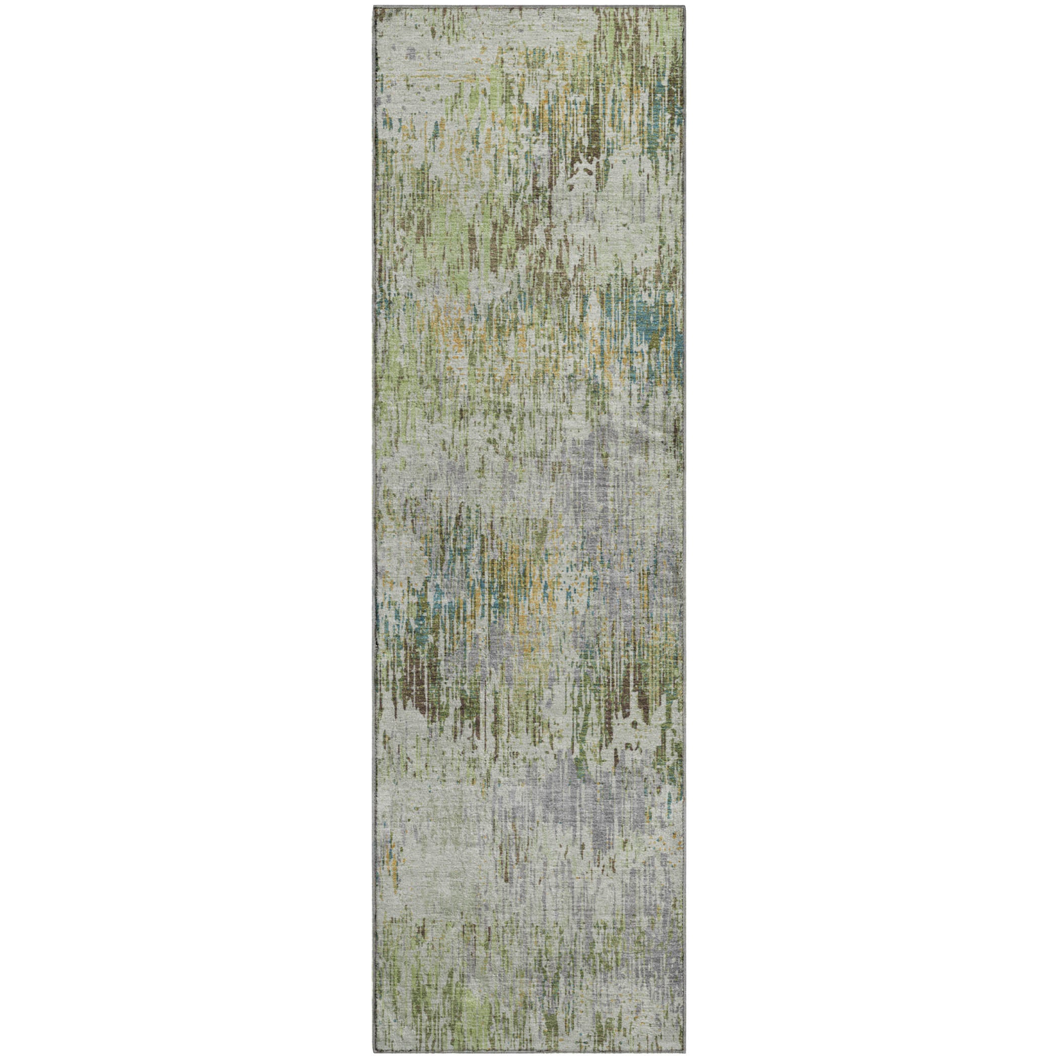 Salzburg Machine Washable Transitional Aloe Green Rug 2'3" x 7'6" #shape_Runner