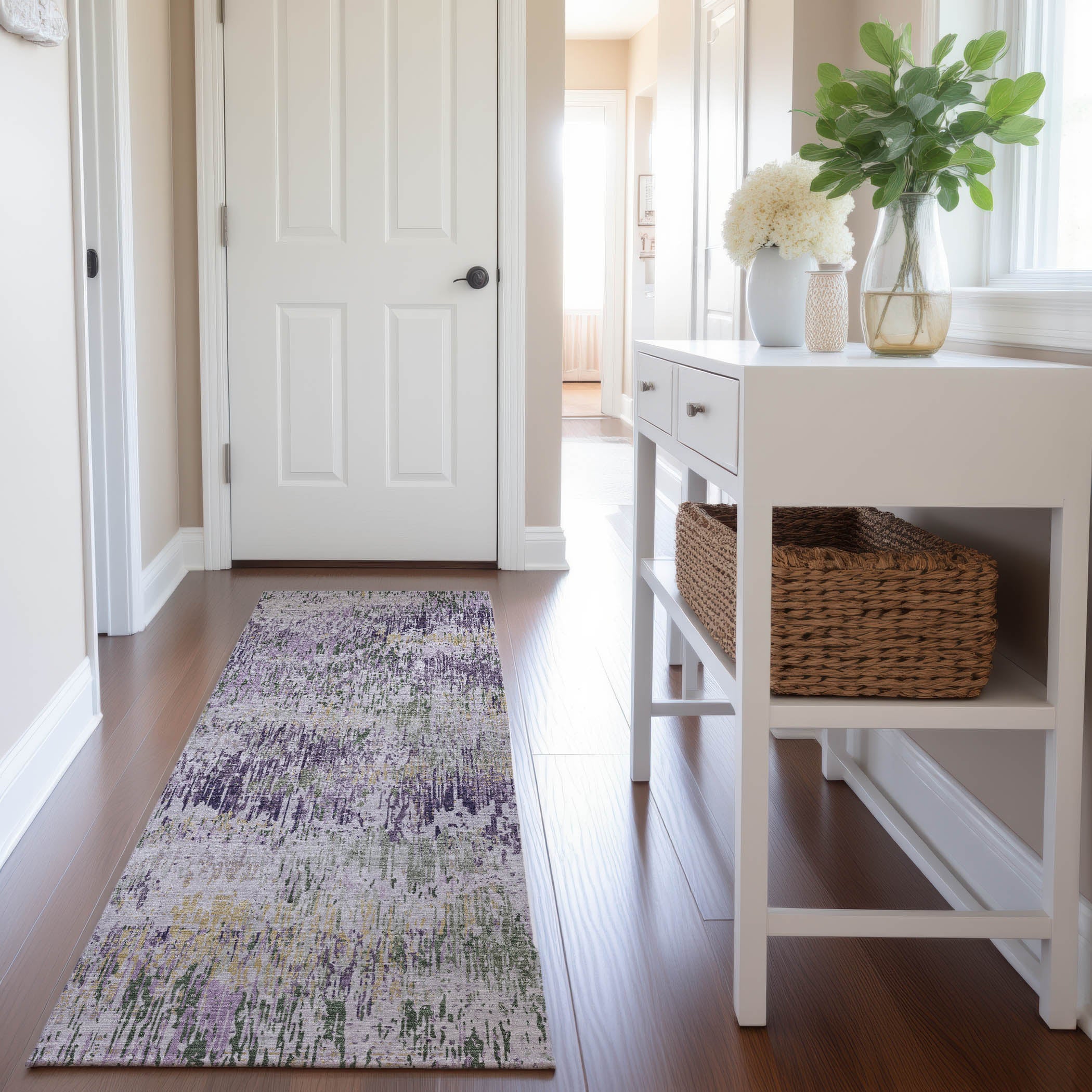 Salzburg Machine Washable Transitional Lavender Purple Rug 2'3" x 7'6" #shape_Runner