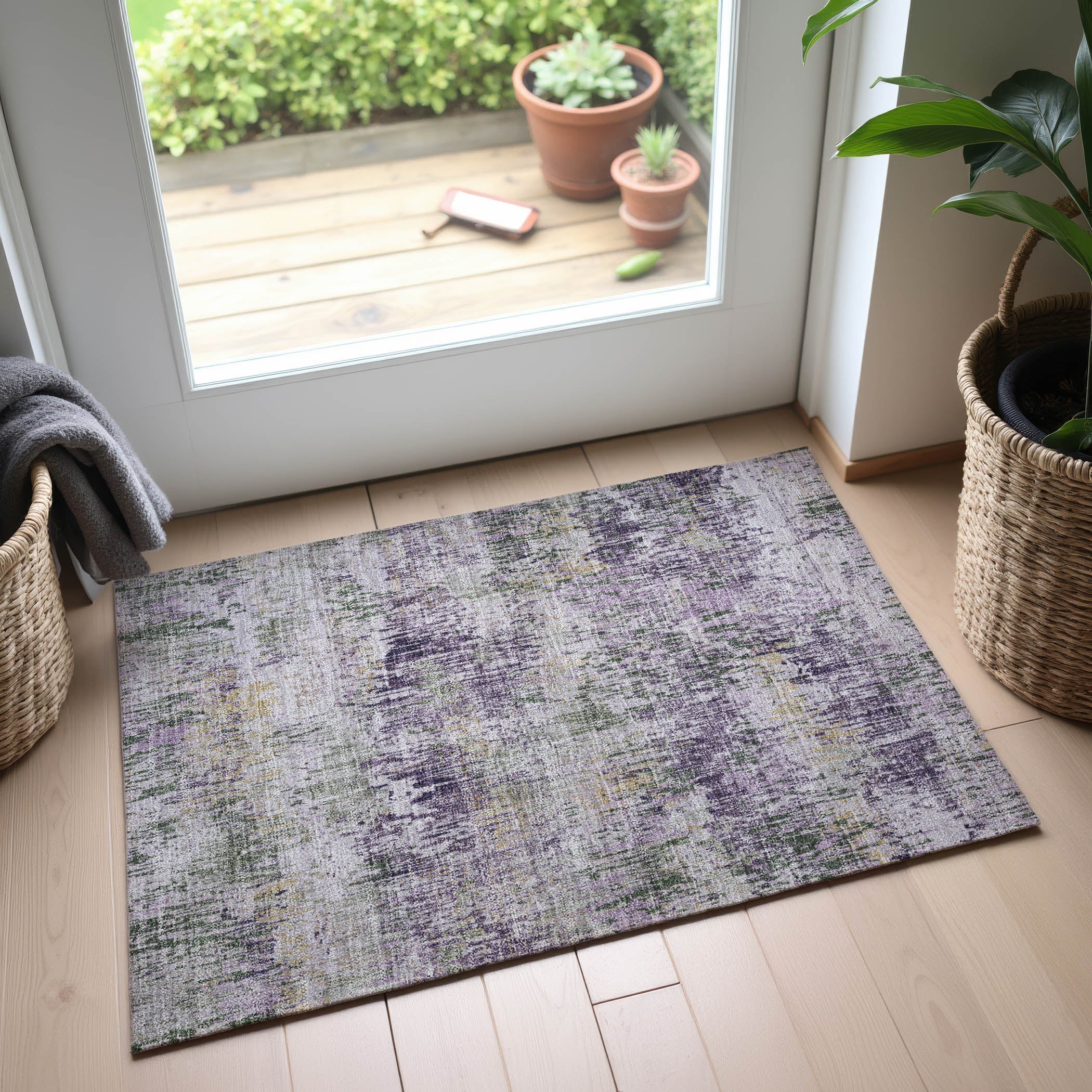 Salzburg Machine Washable Transitional Lavender Purple Rug 1'8" x 2'6" #shape_Rectangle