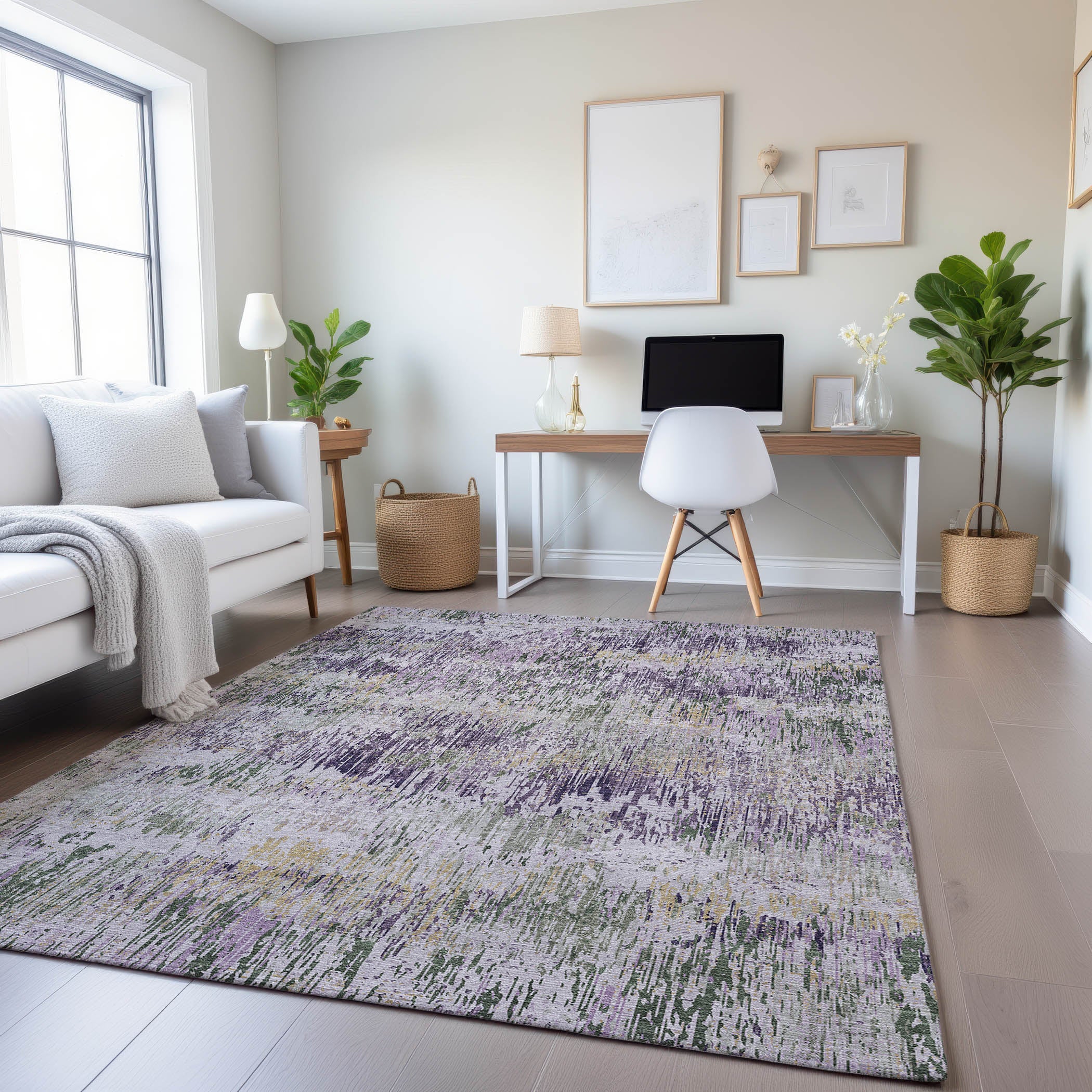 Salzburg Machine Washable Transitional Lavender Purple Rug 2'6" x 3'10" #shape_Rectangle