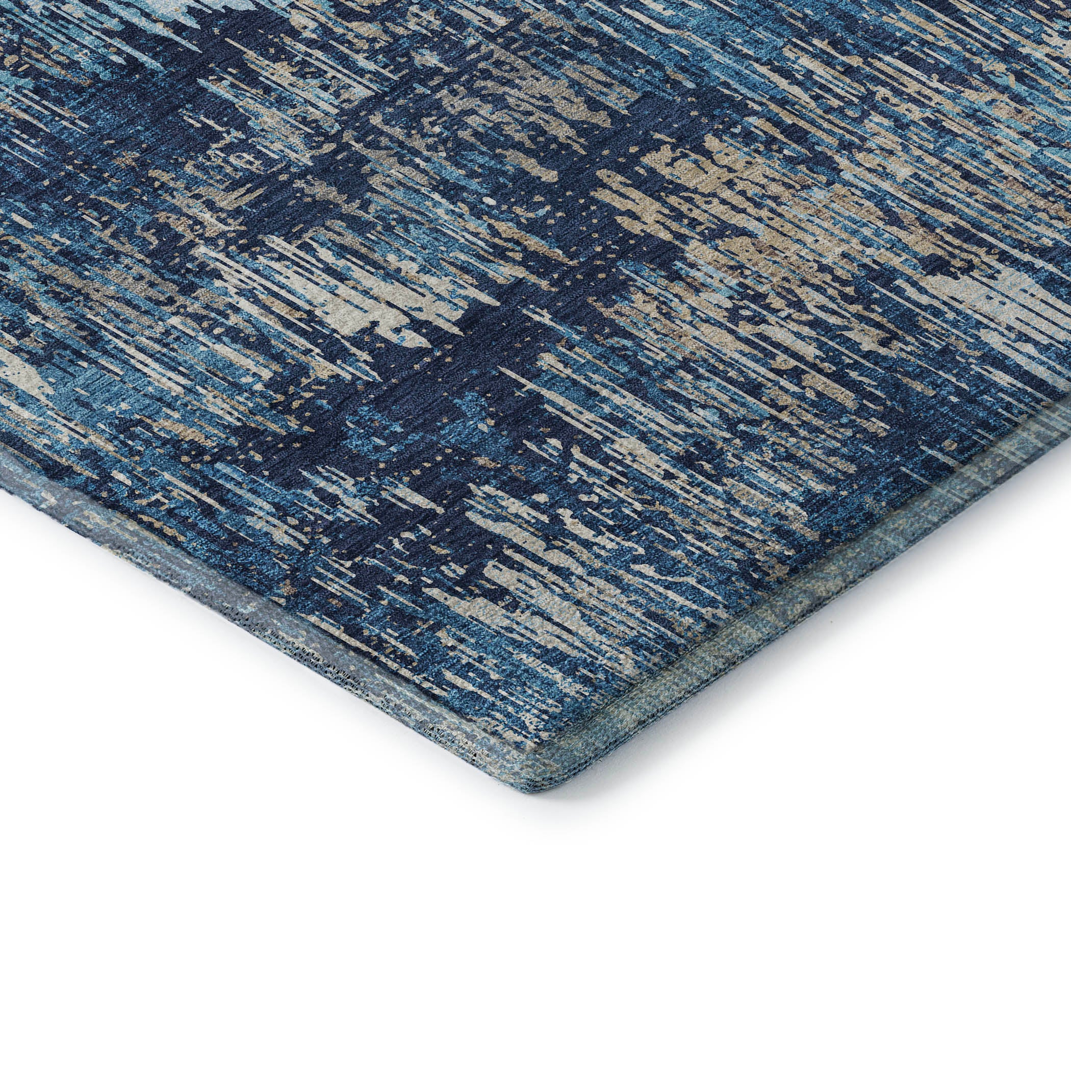 Salzburg Machine Washable Transitional Navy Blue Rug 1'8" x 2'6" #shape_Rectangle