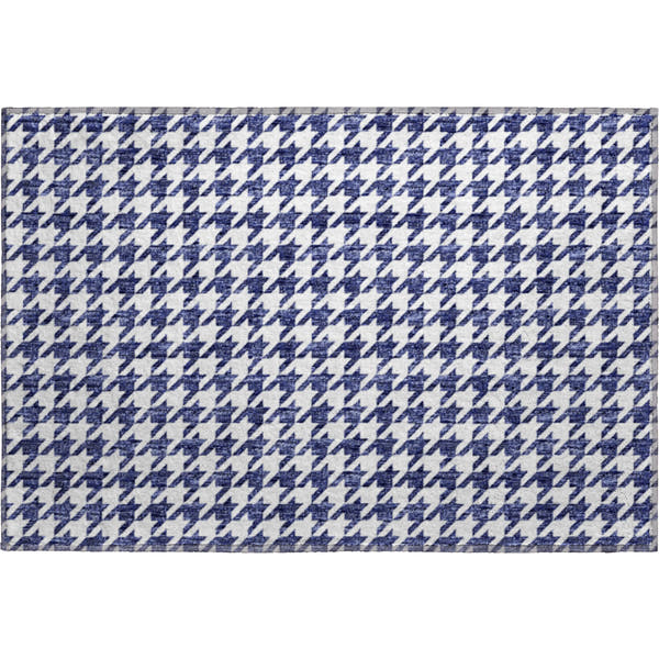 Mdina Machine Washable Transitional Navy Blue Rug 1'8" x 2'6"
