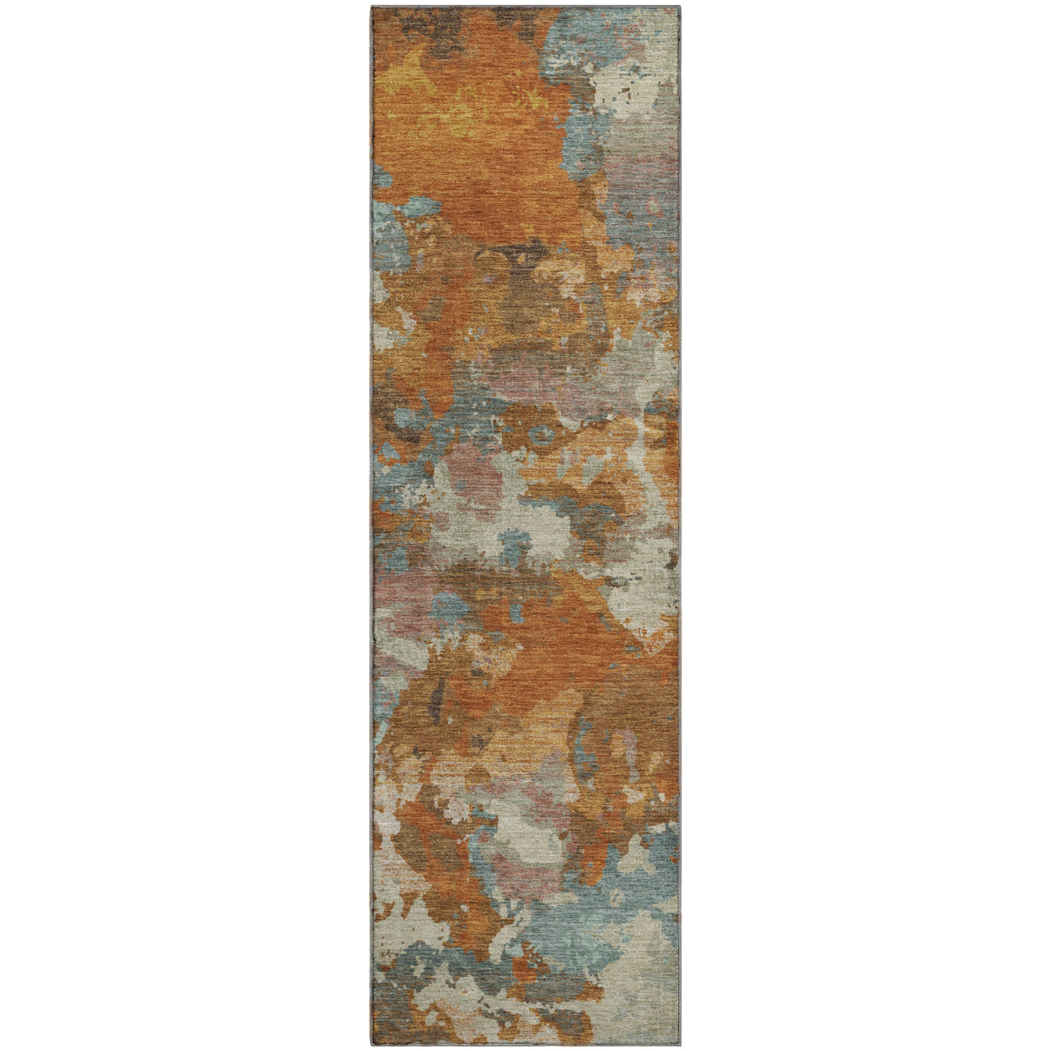 Seoul Machine Washable Transitional Copper Orange Rug 2'3" x 7'6" #shape_Runner