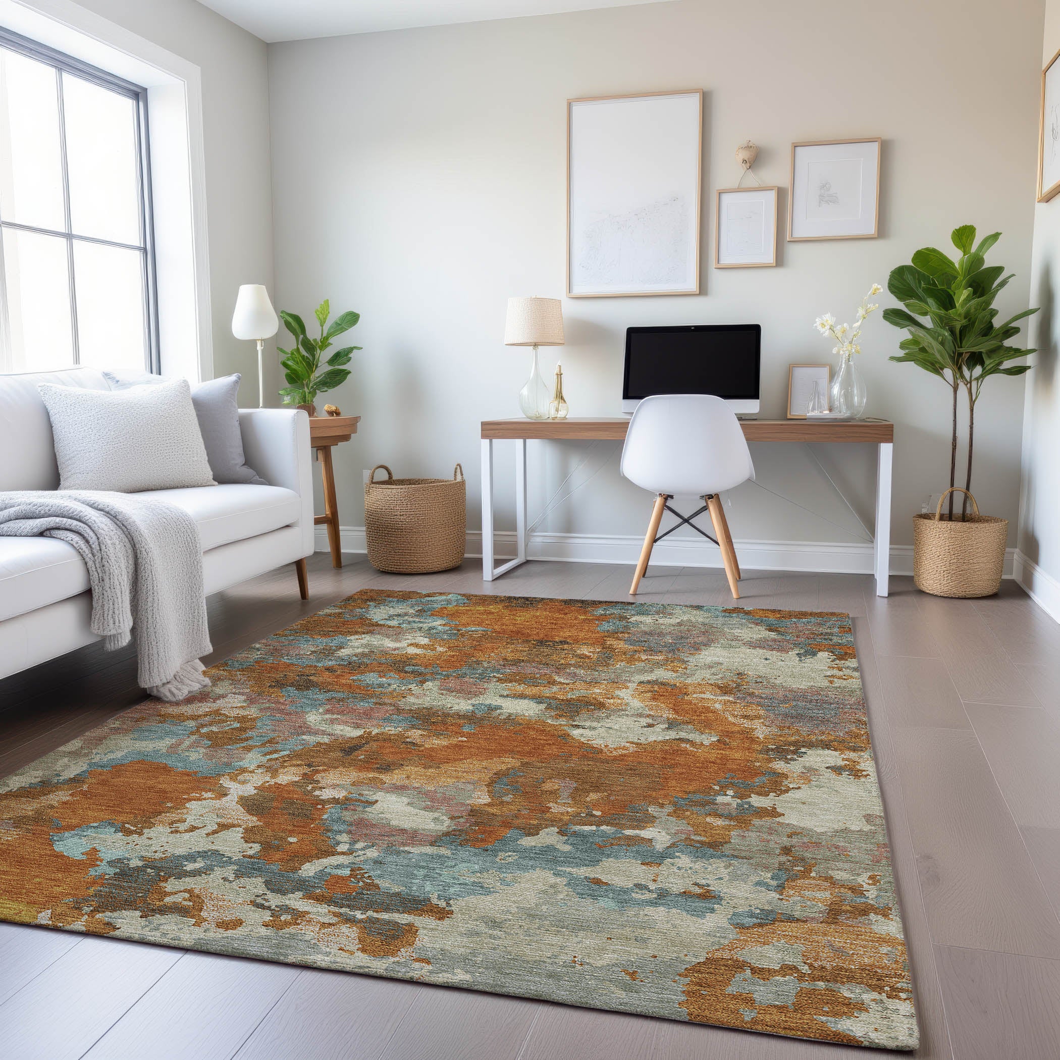 Seoul Machine Washable Transitional Copper Orange Rug 2'6" x 3'10" #shape_Rectangle