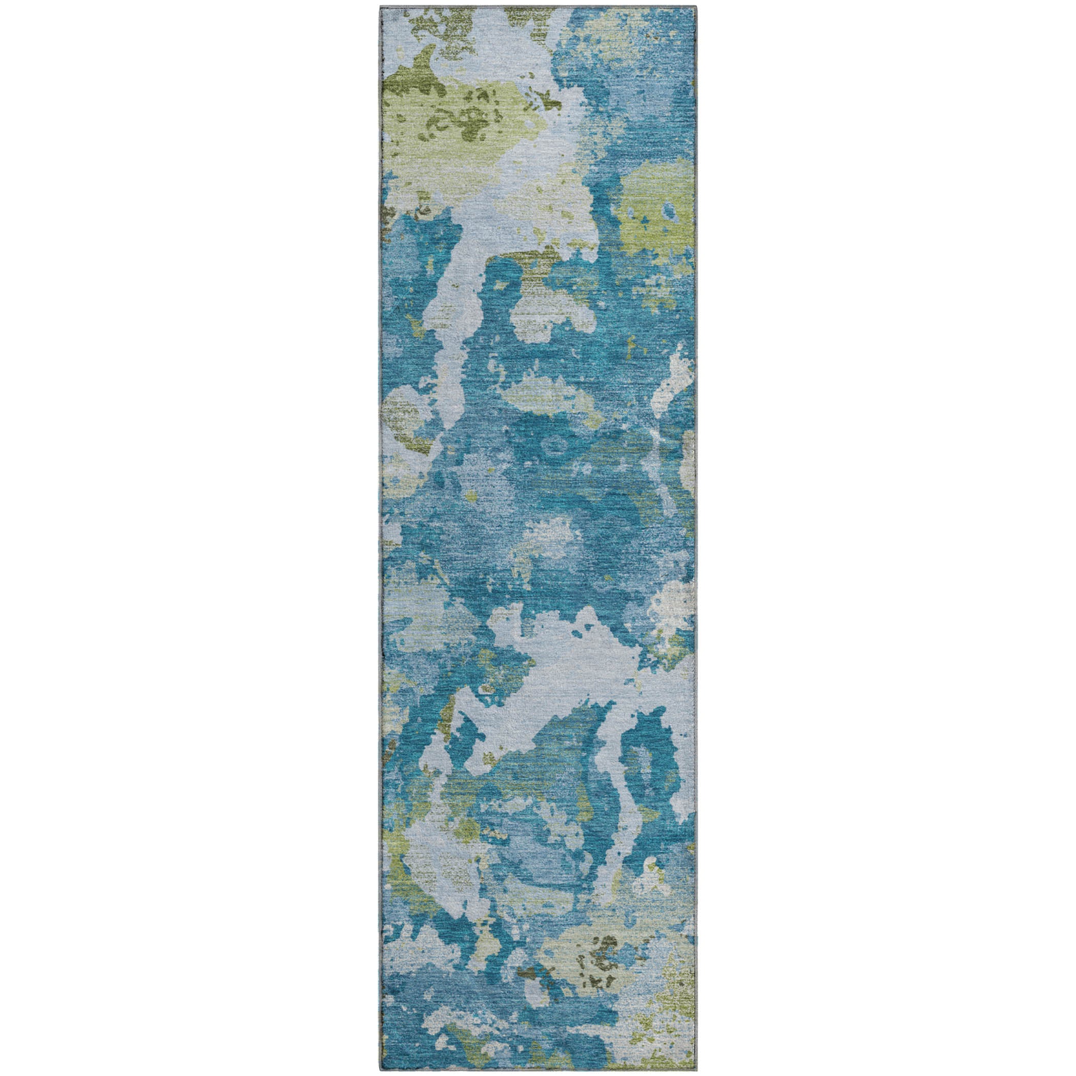 Seoul Machine Washable Transitional Denim Blue Rug 2'3" x 7'6" #shape_Runner