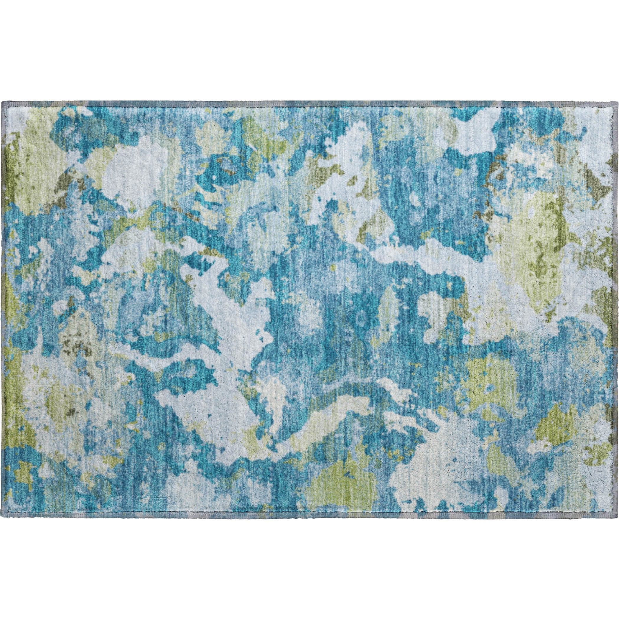 Seoul Machine Washable Transitional Denim Blue Rug 1'8" x 2'6" #shape_Rectangle