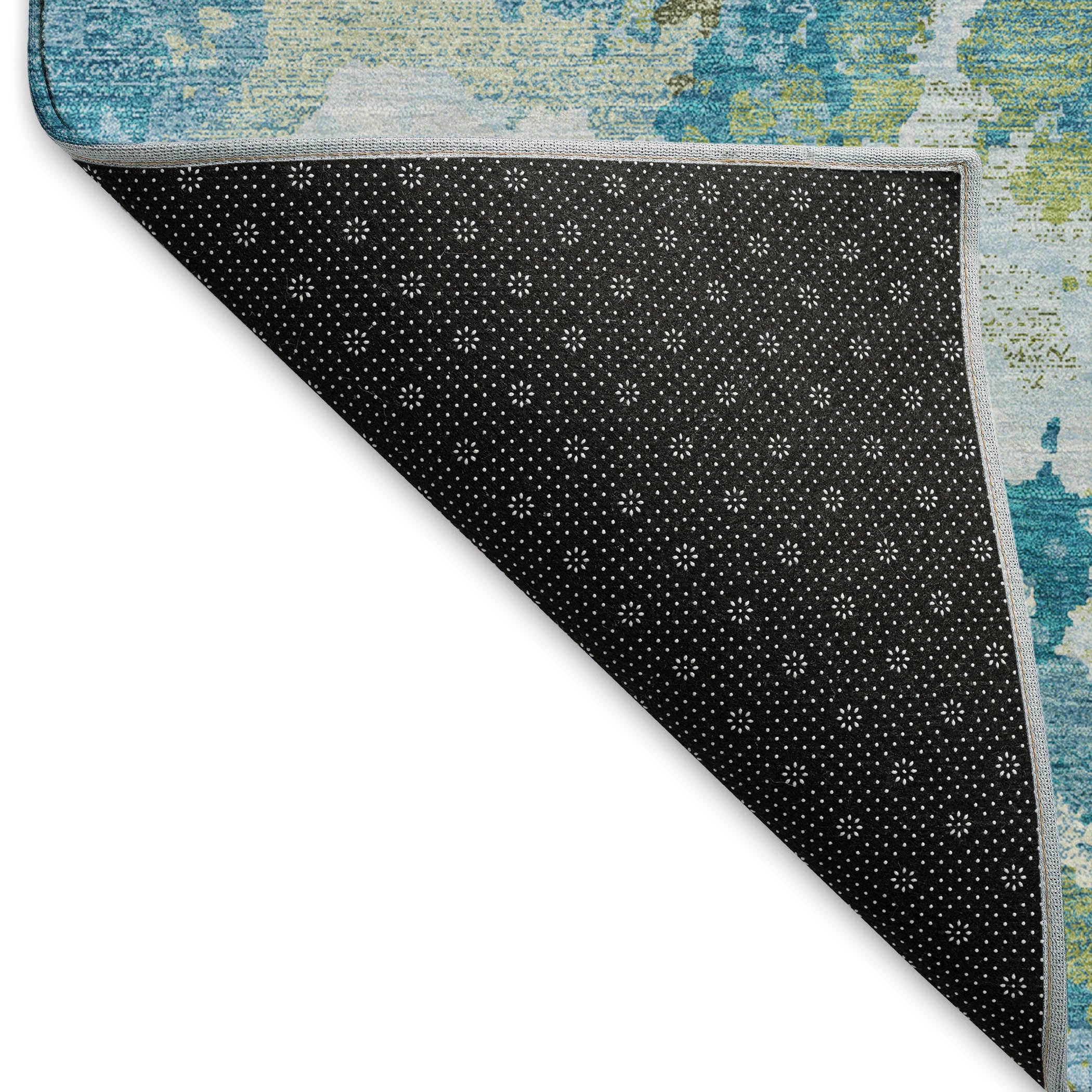 Seoul Machine Washable Transitional Denim Blue Rug 1'8" x 2'6" #shape_Rectangle