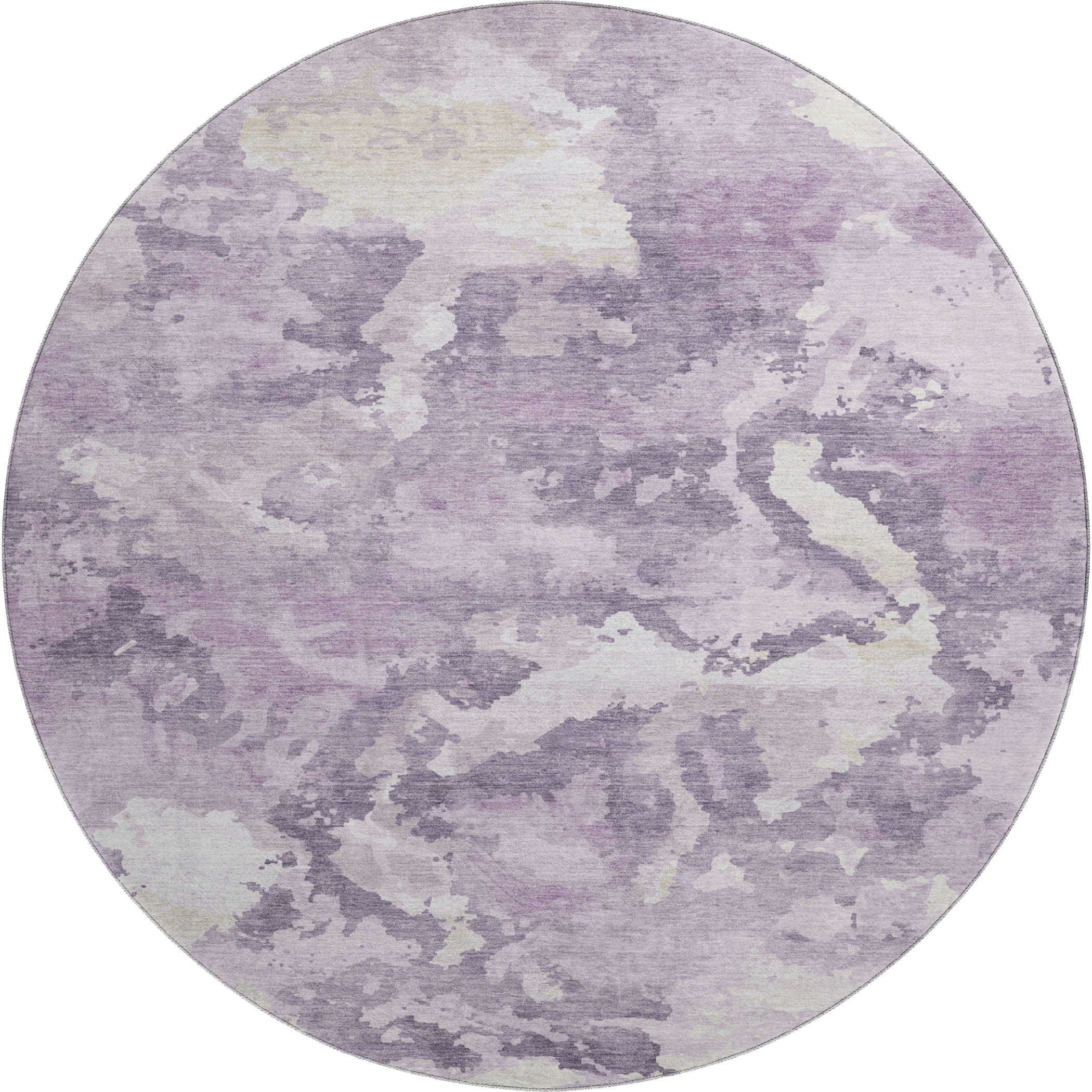 Seoul Machine Washable Transitional Lavender Purple Rug 8' x 8' #shape_Round
