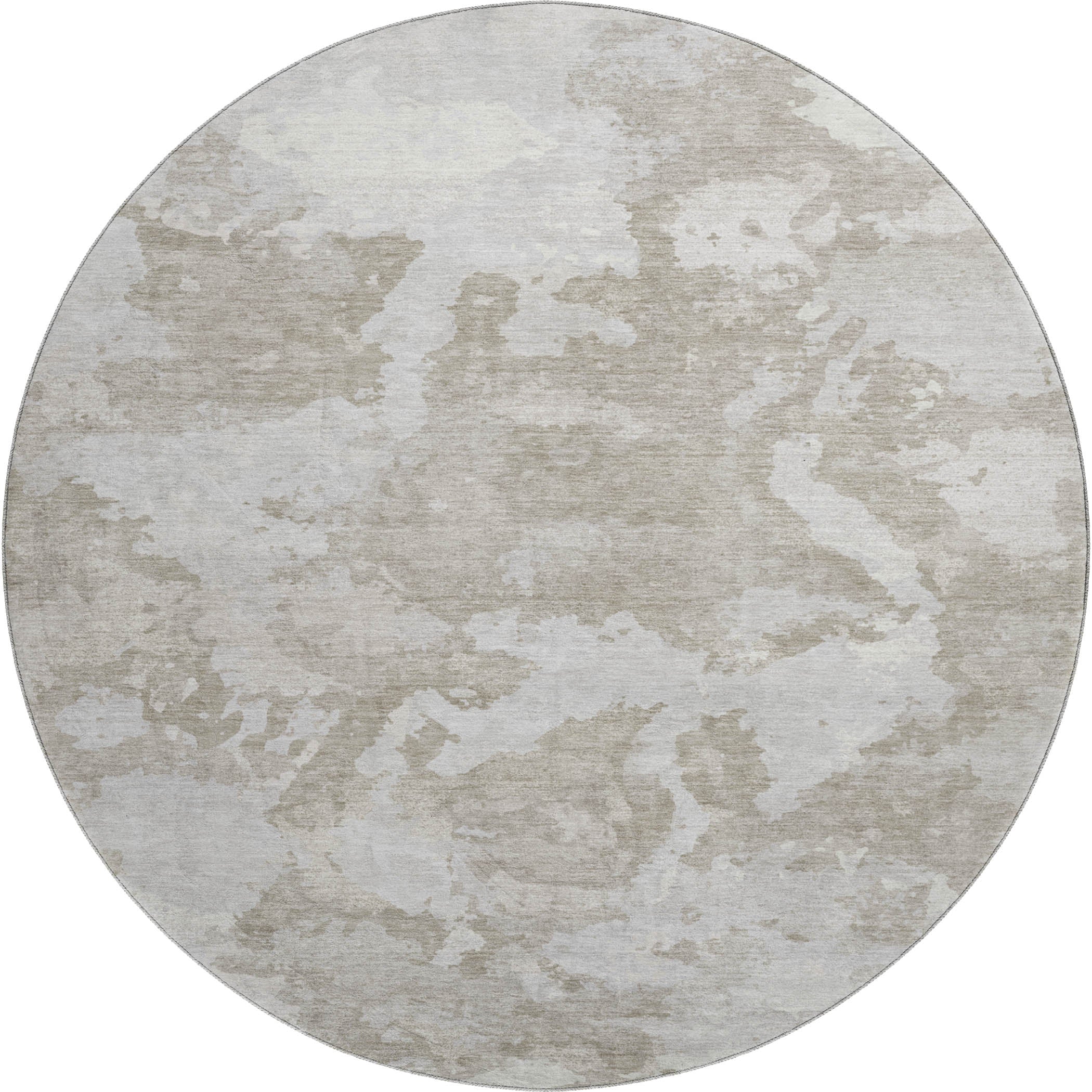 Seoul Machine Washable Transitional Taupe Brown Rug 8' x 8' #shape_Round