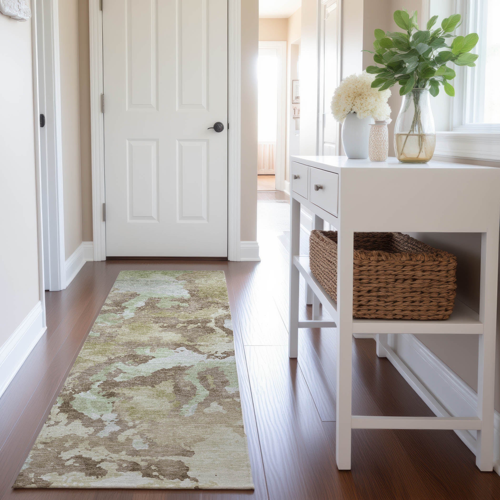 Havana Machine Washable Transitional Taupe Brown Rug 2'3" x 7'6" #shape_Runner