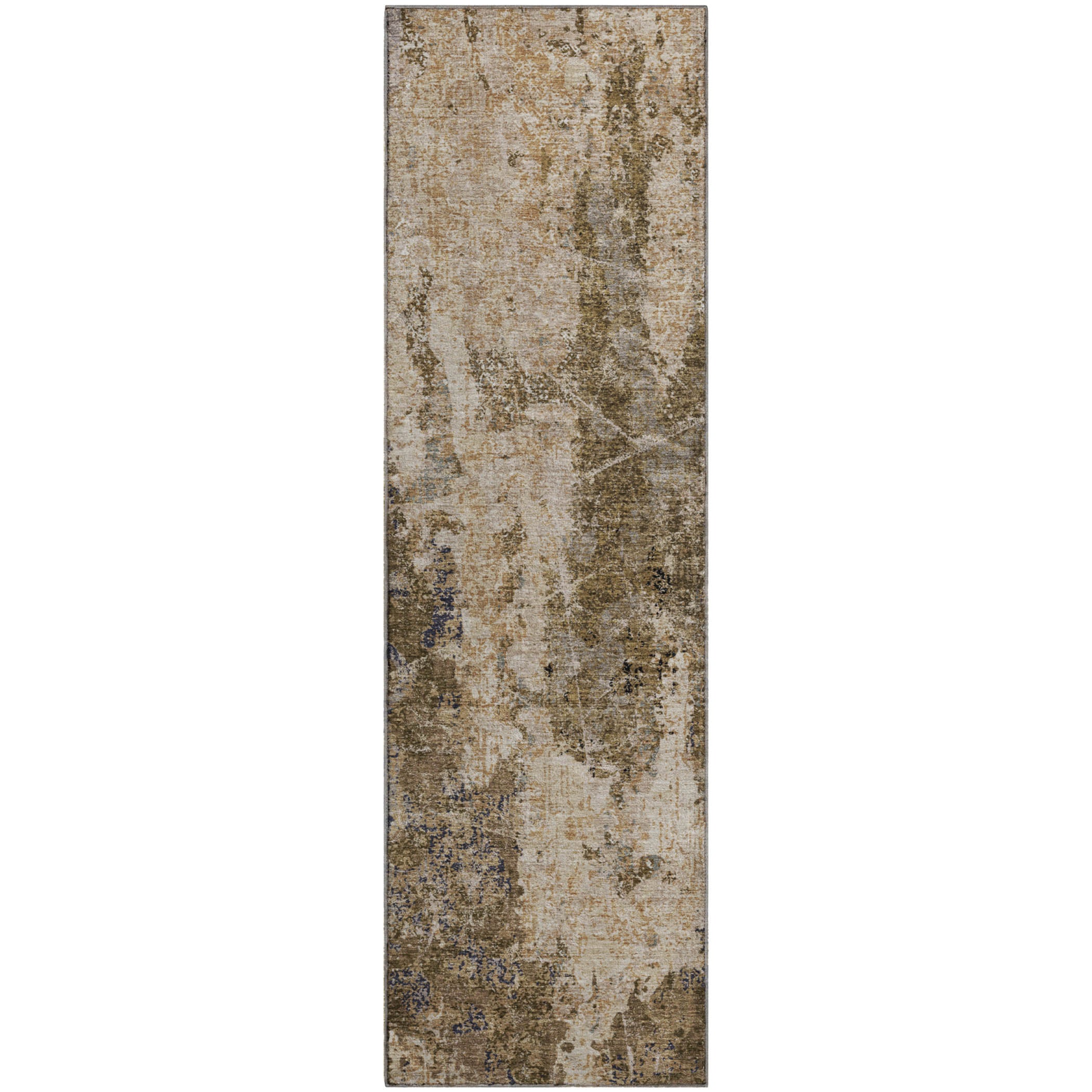 Baku Machine Washable Transitional Khaki Brown Rug 2'3" x 7'6" #shape_Runner