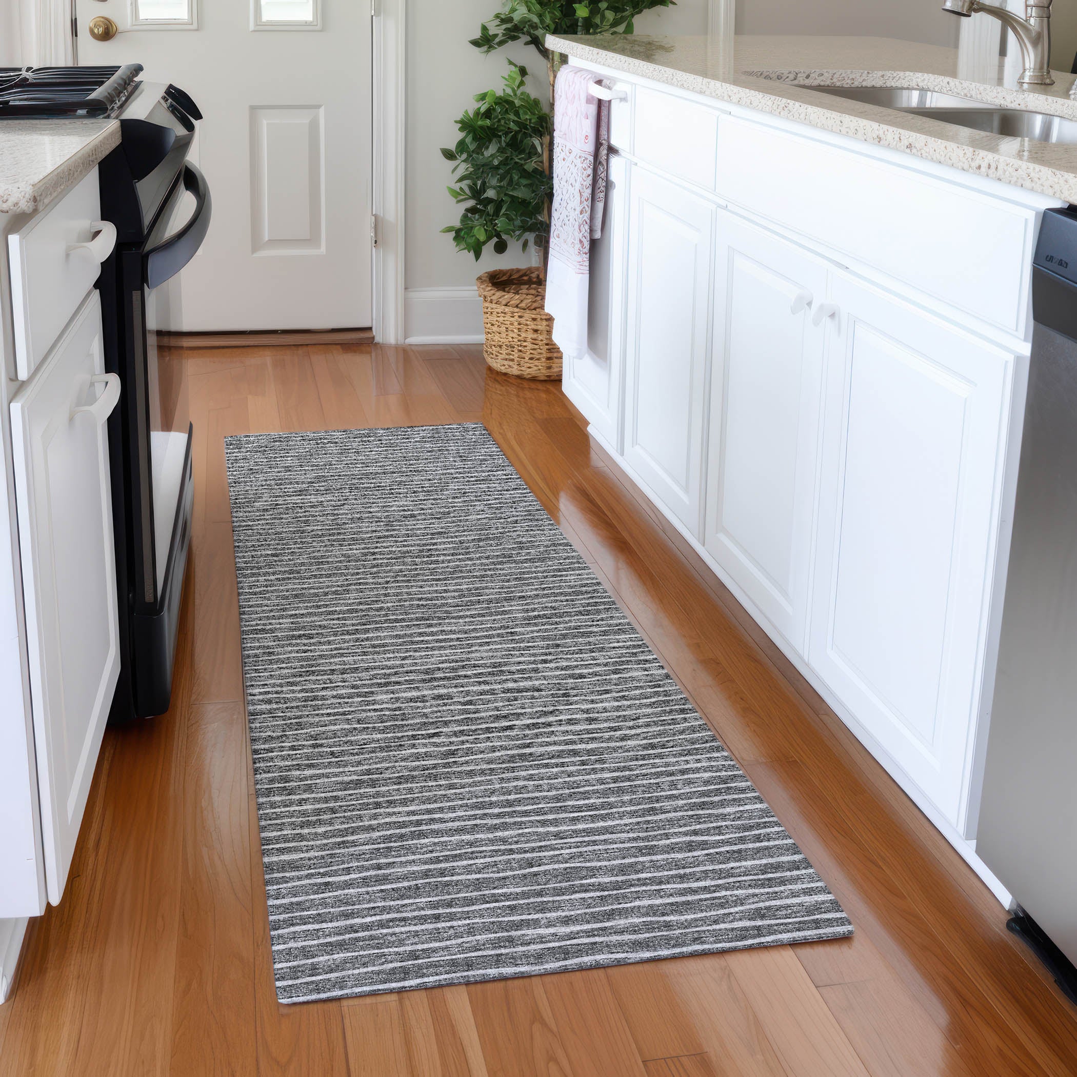 Colombo Machine Washable Transitional Gray Rug 2'3" x 7'6" #shape_Runner
