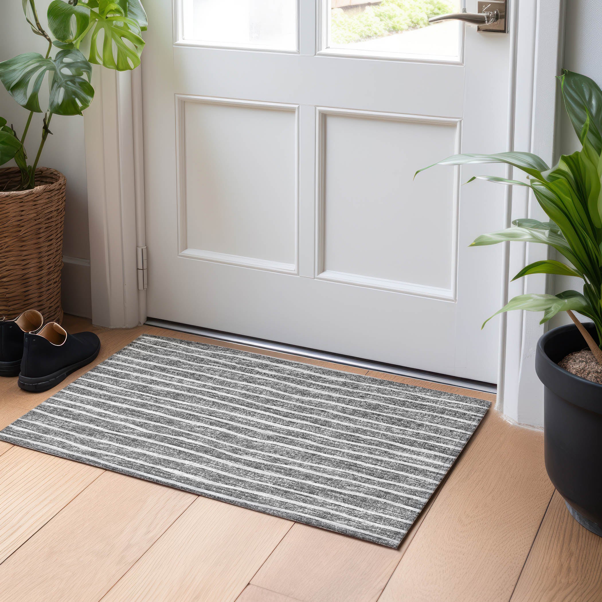 Colombo Machine Washable Transitional Gray Rug 1'8" x 2'6" #shape_Rectangle