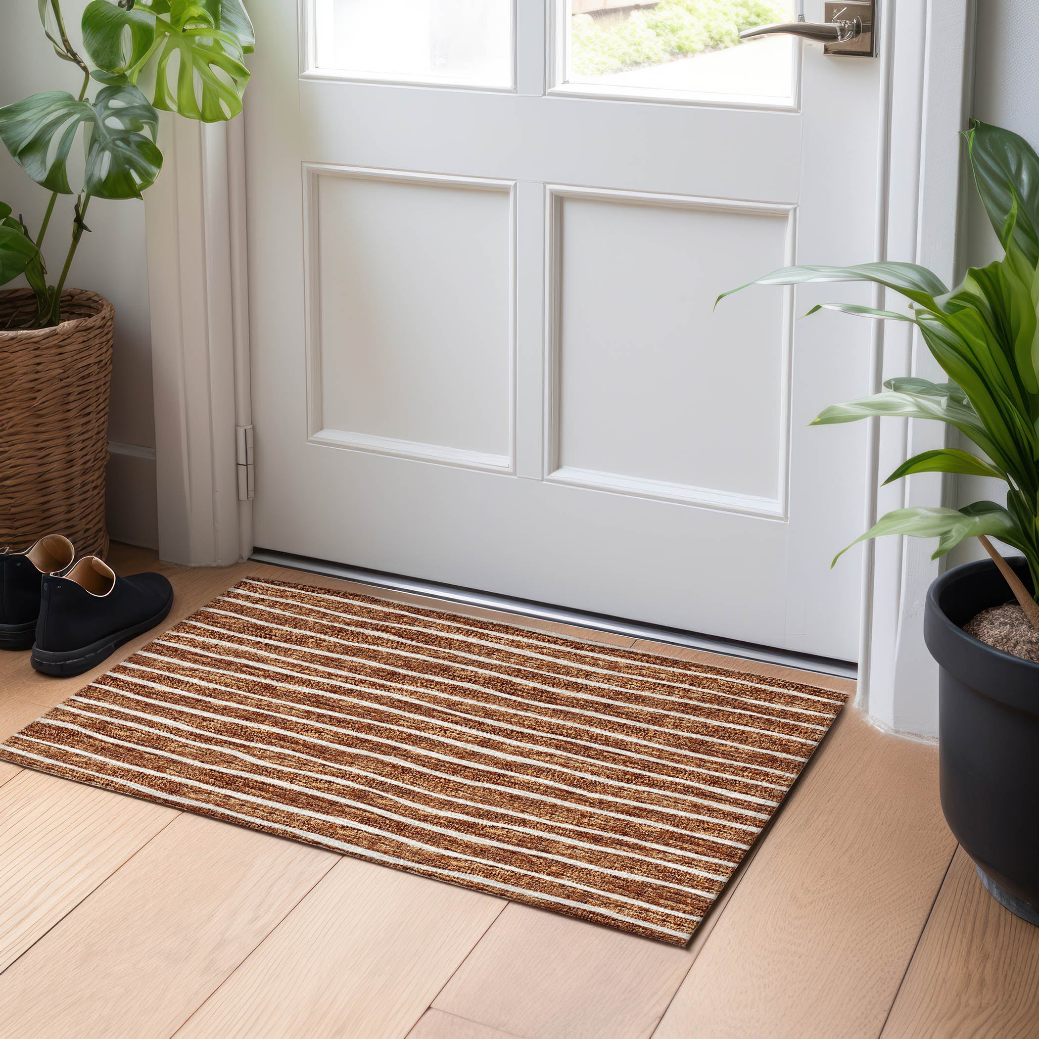 Colombo Machine Washable Transitional Paprika Red Rug 1'8" x 2'6" #shape_Rectangle