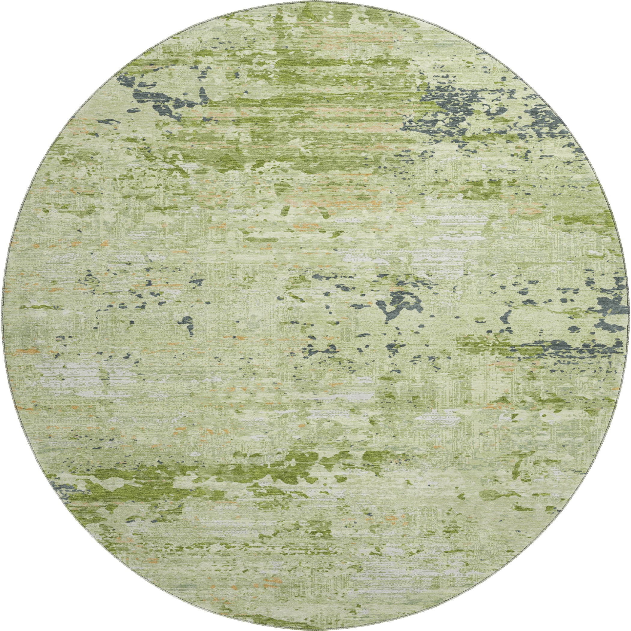 Rome Machine Washable Transitional Aloe Green Rug 8' x 8' #shape_Round