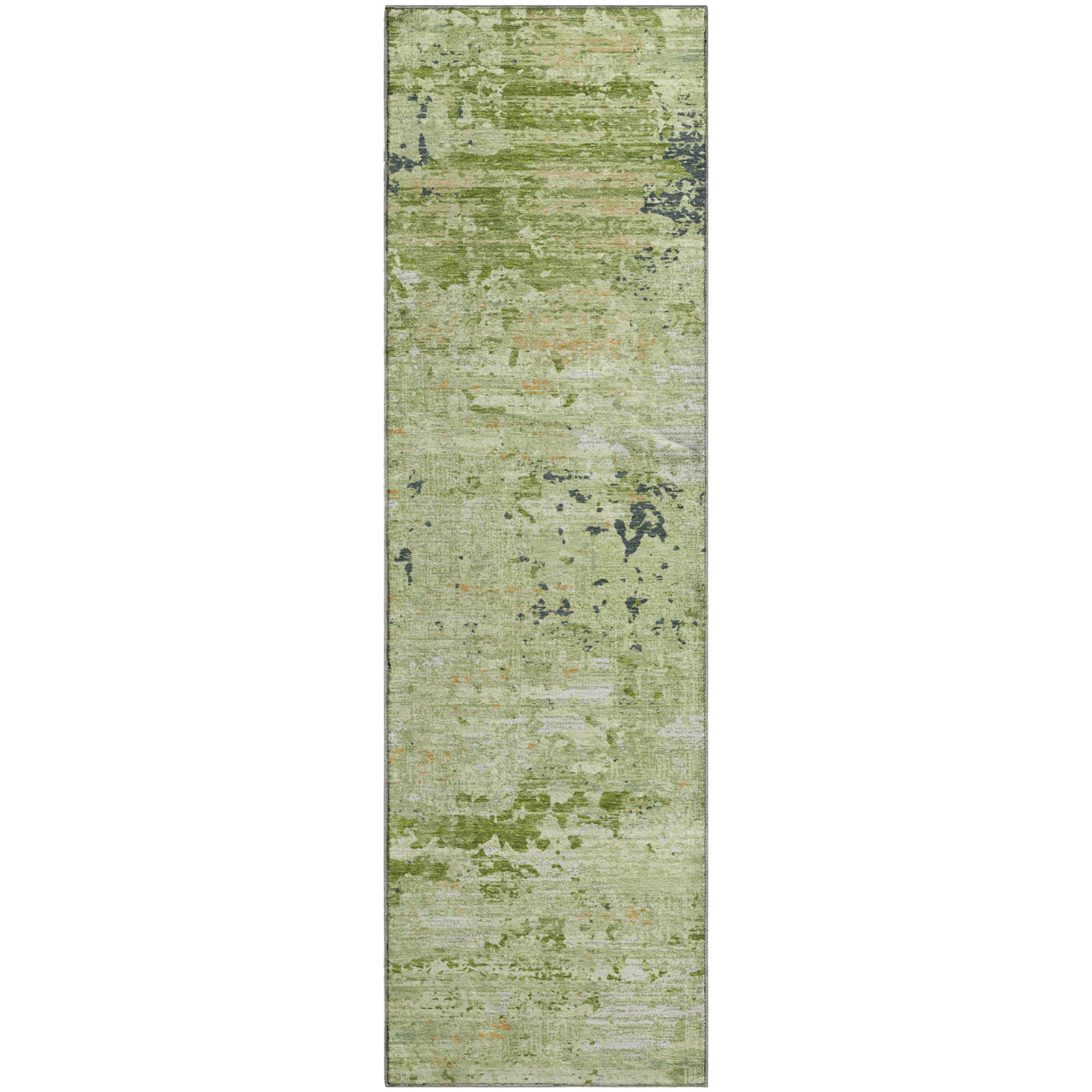 Rome Machine Washable Transitional Aloe Green Rug 2'3" x 7'6" #shape_Runner
