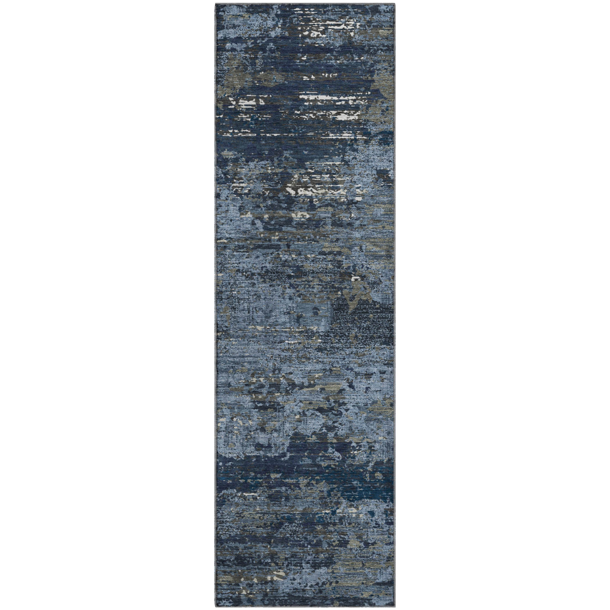 Rome Machine Washable Transitional Blue Rug 2'3" x 7'6" #shape_Runner