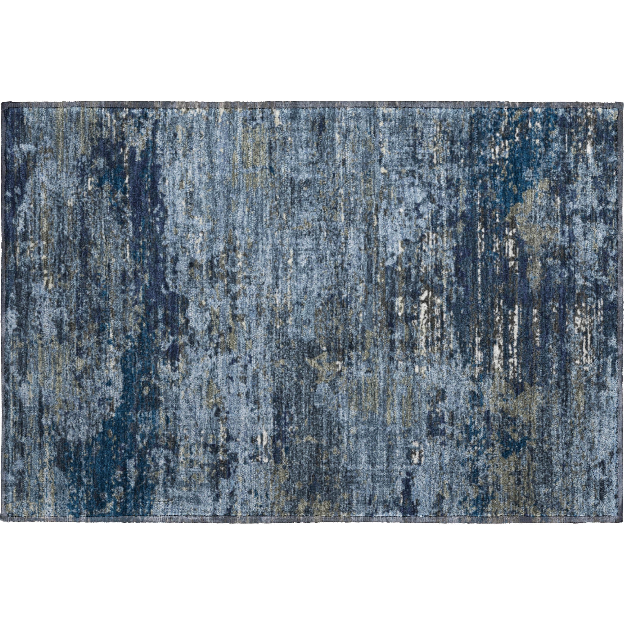 Rome Machine Washable Transitional Blue Rug 1'8" x 2'6" #shape_Rectangle
