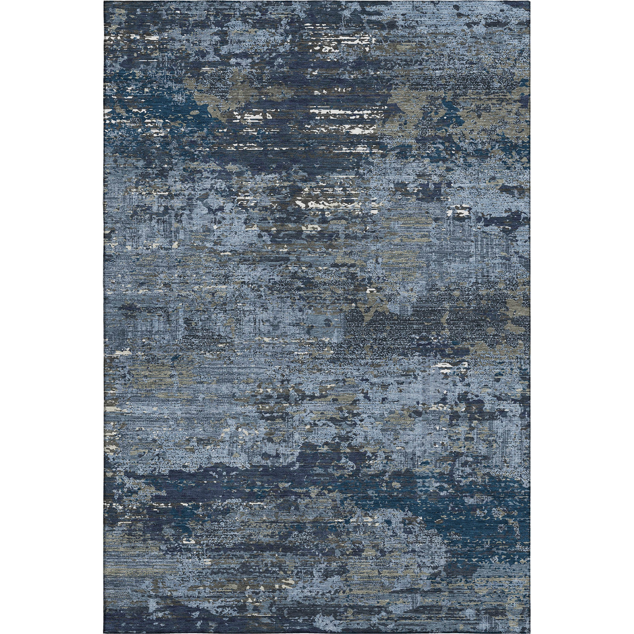 Rome Machine Washable Transitional Blue Rug 2'6" x 3'10" #shape_Rectangle