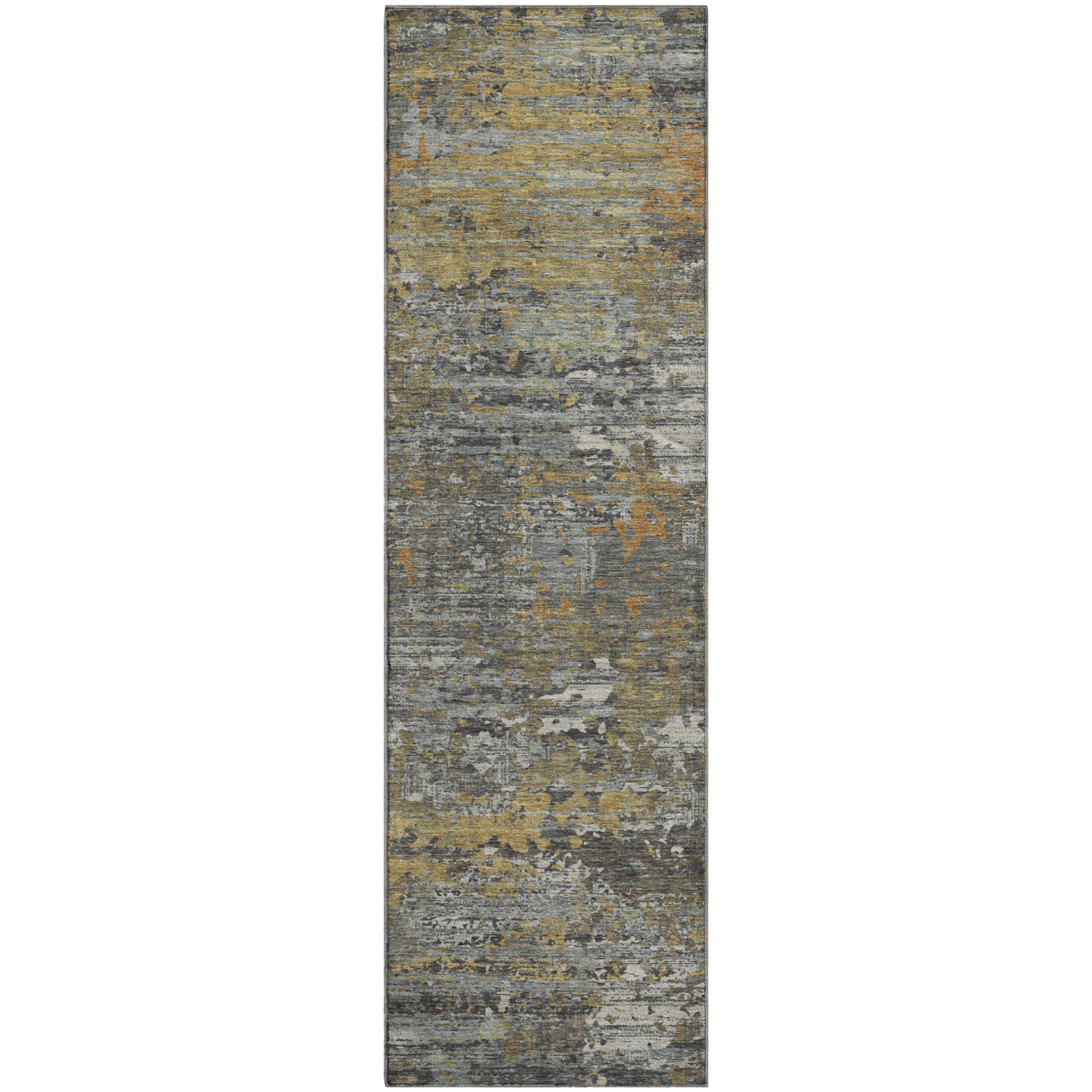 Rome Machine Washable Transitional Gold Rug 2'3" x 7'6" #shape_Runner