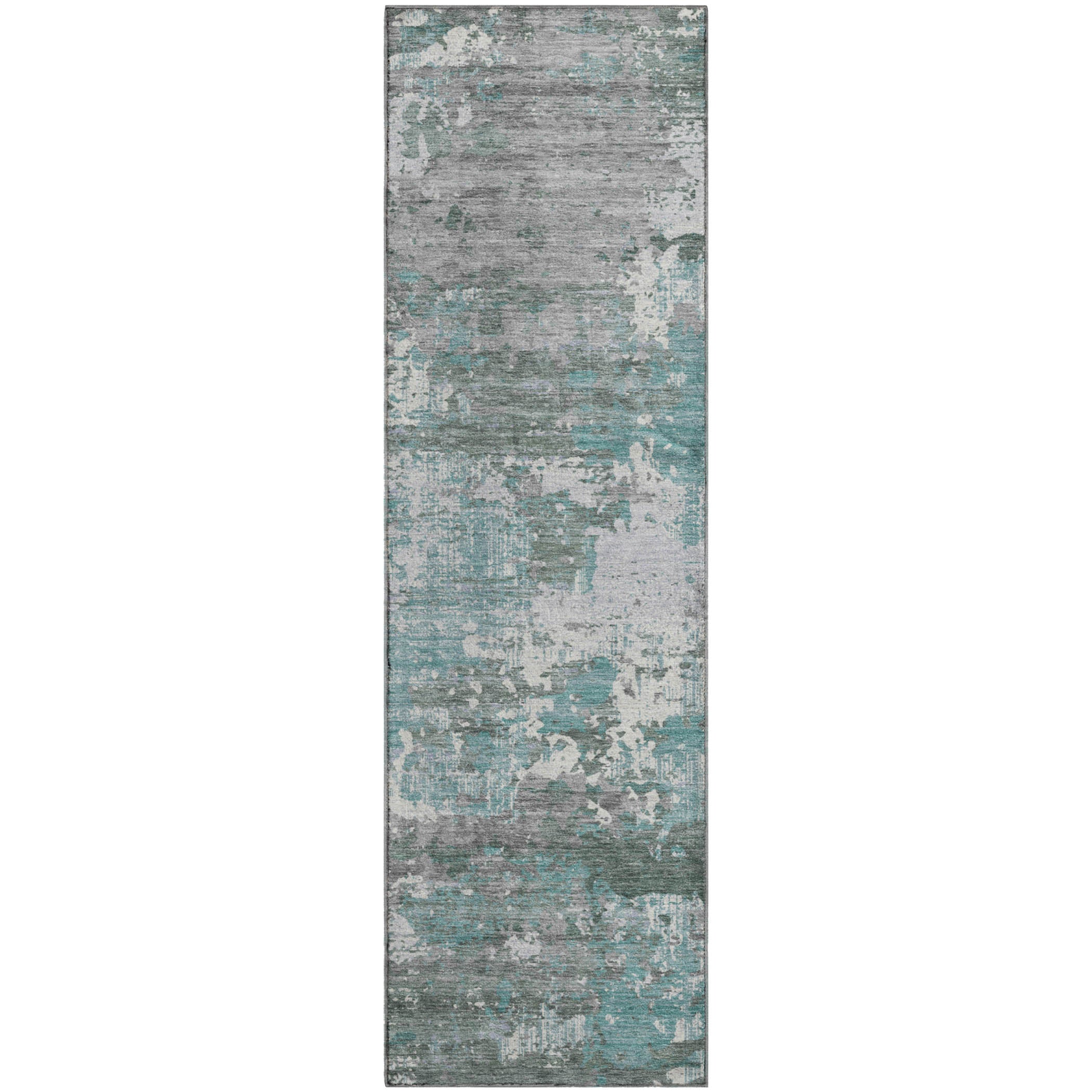 Rome Machine Washable Transitional Seafoam Blue Rug 2'3" x 7'6" #shape_Runner